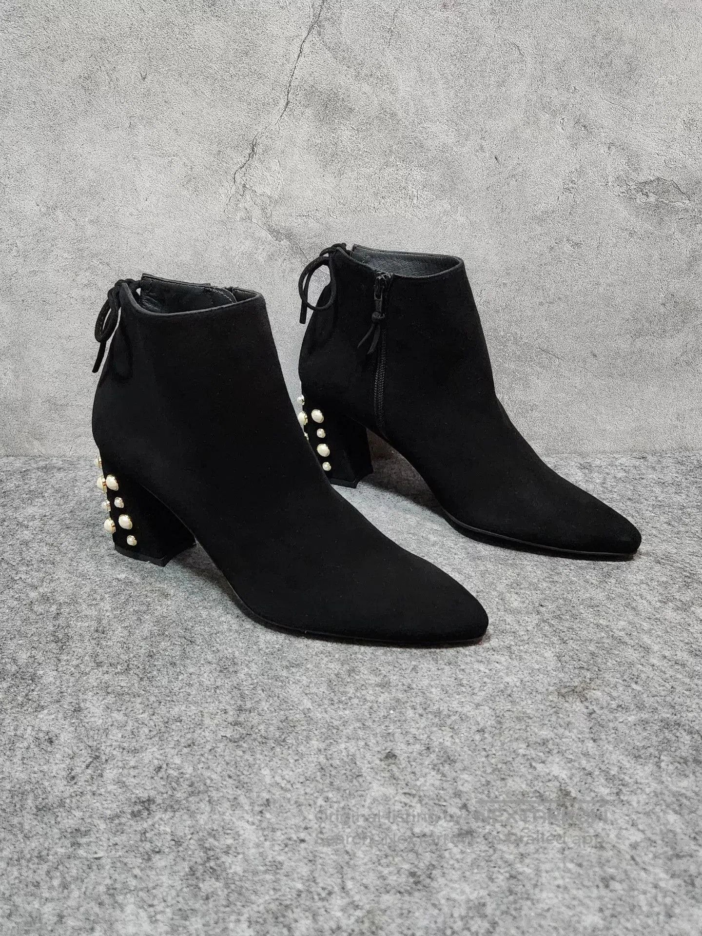 Stuart Weitzman Stuart Weitzman Black Suede Rivet Ankle Boots. Size US 8.5 / IT 38.5 - 1 Thumbnail