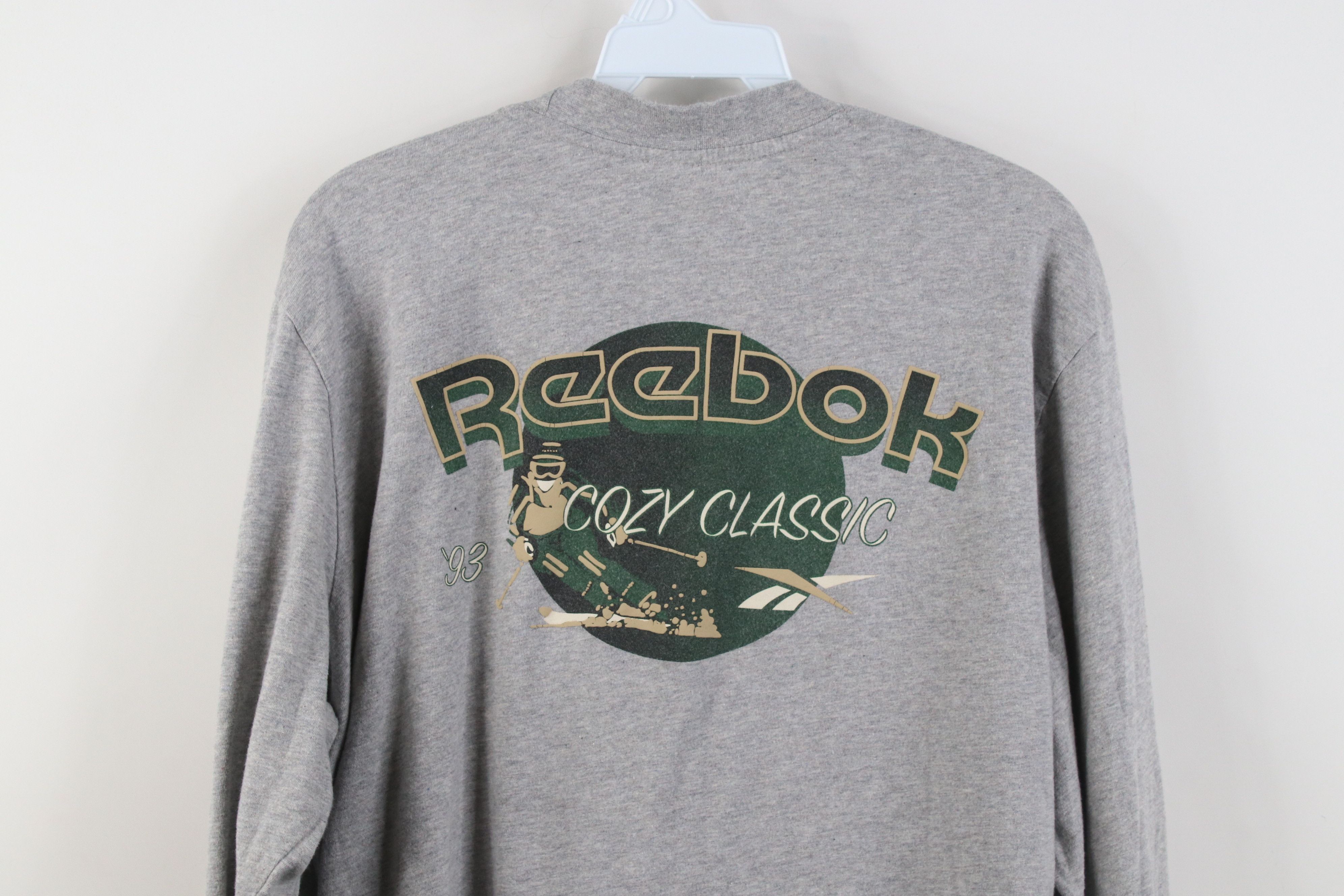 Reebok Vintage 90s Reebok Box Logo Skiing Long Sleeve T-Shirt Gray Size US L / EU 52-54 / 3 - 12 Thumbnail
