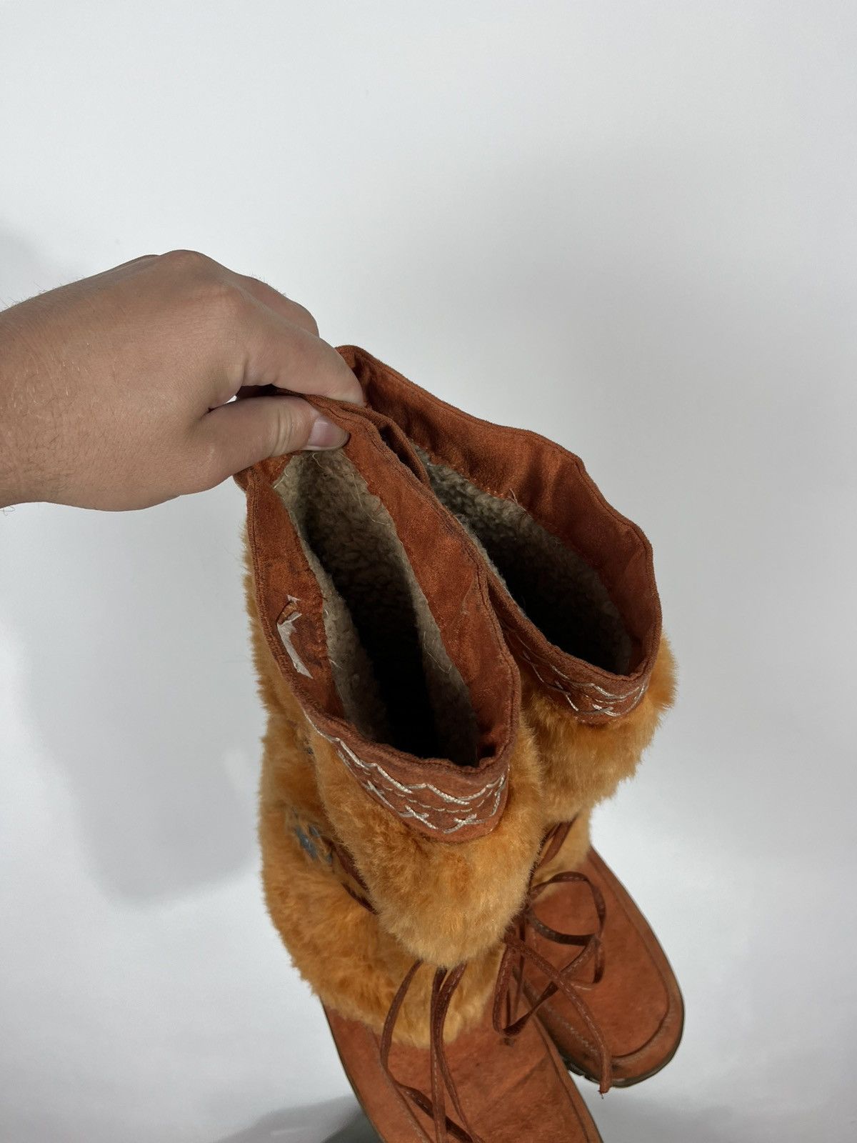 Vintage Vintage Faux Fur Suede Winter Boots Orange Mid Calf EU 40 Size US 10 / IT 40 - 12 Thumbnail