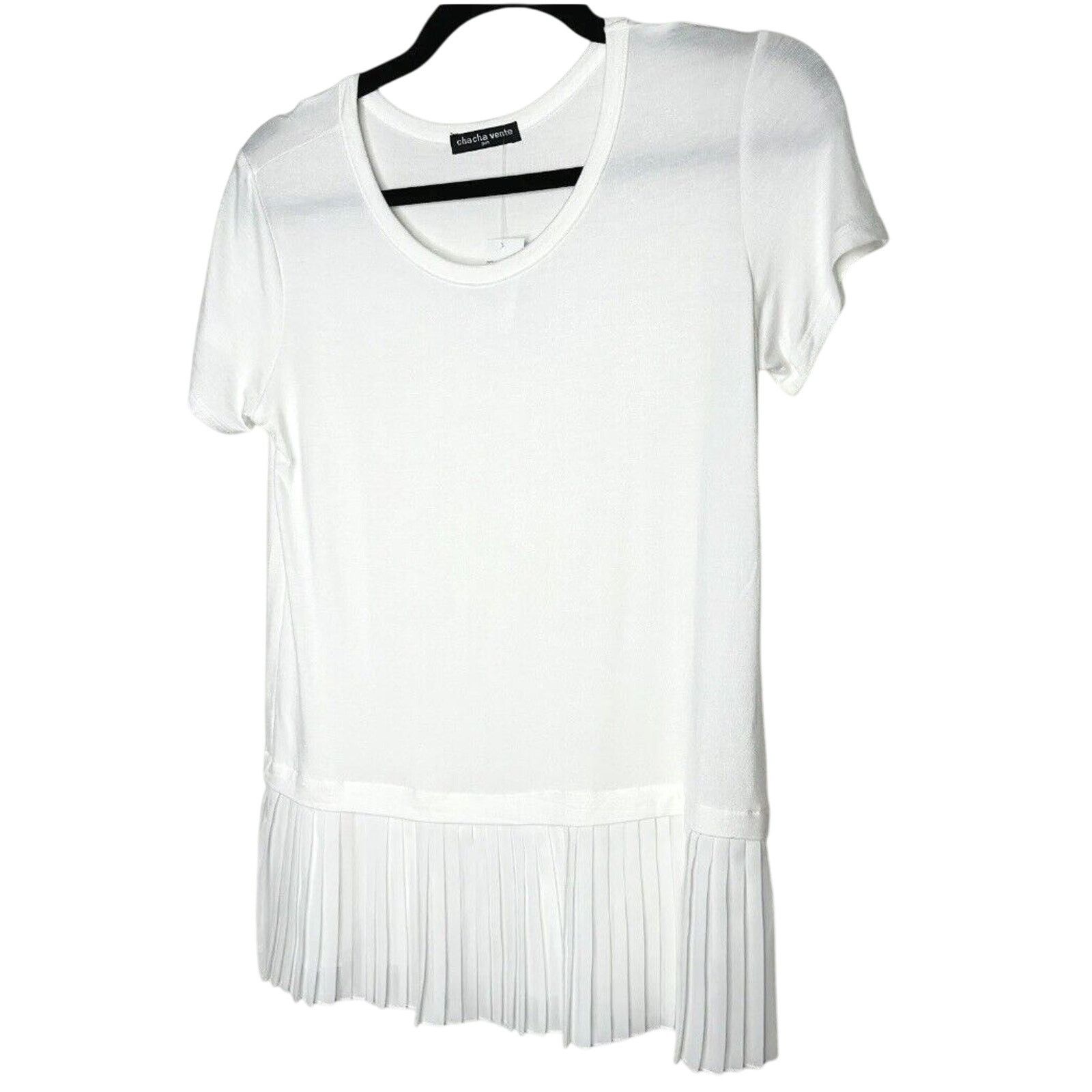 Other NWT Cha Cha Vente Ivory Pleated Short Sleeve Scoop Blouse PM Size M / US 6-8 / IT 42-44 - 1 Thumbnail
