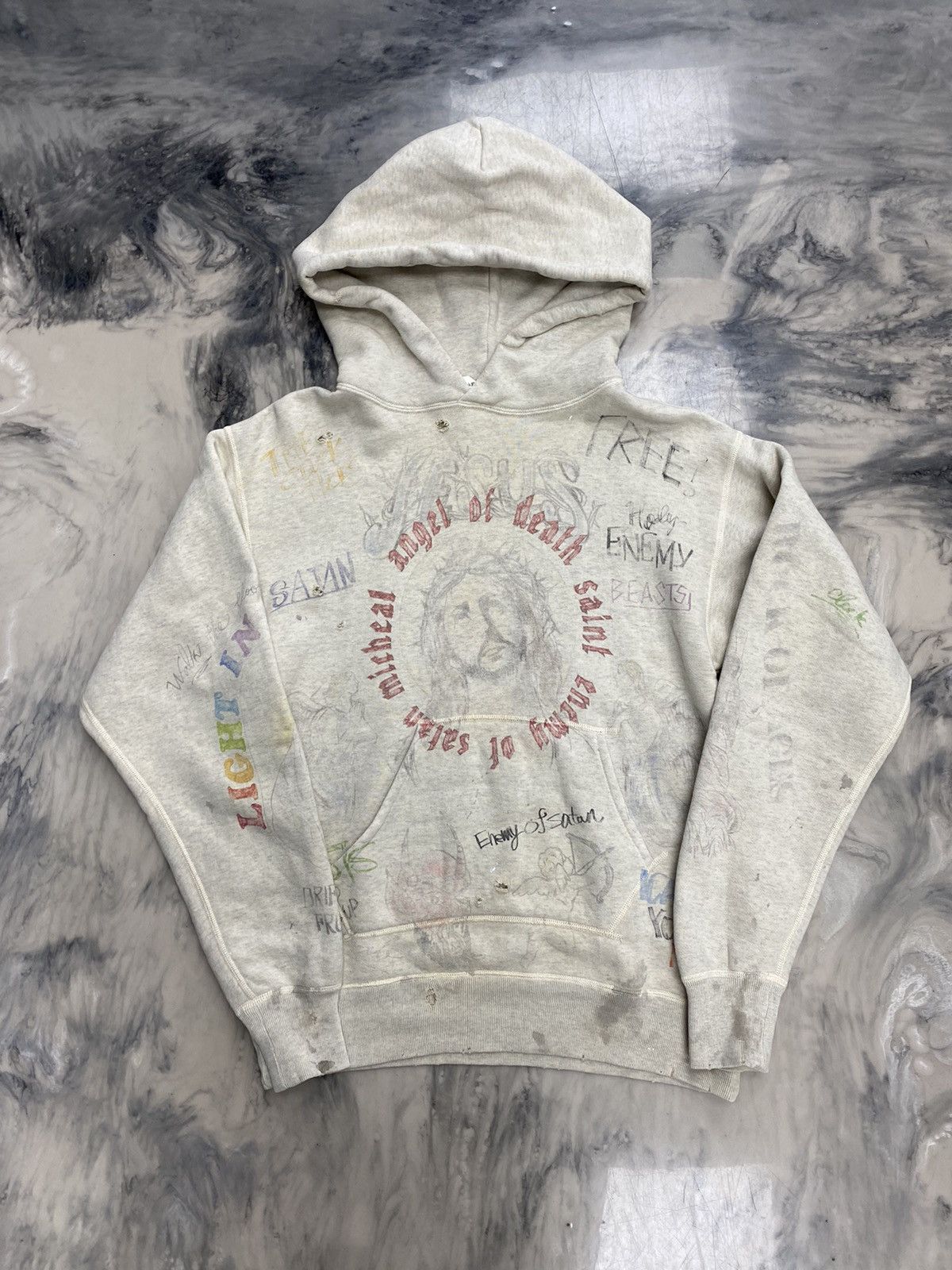 Saint Michael Saint Michael graffiti hoodie grey small authentic