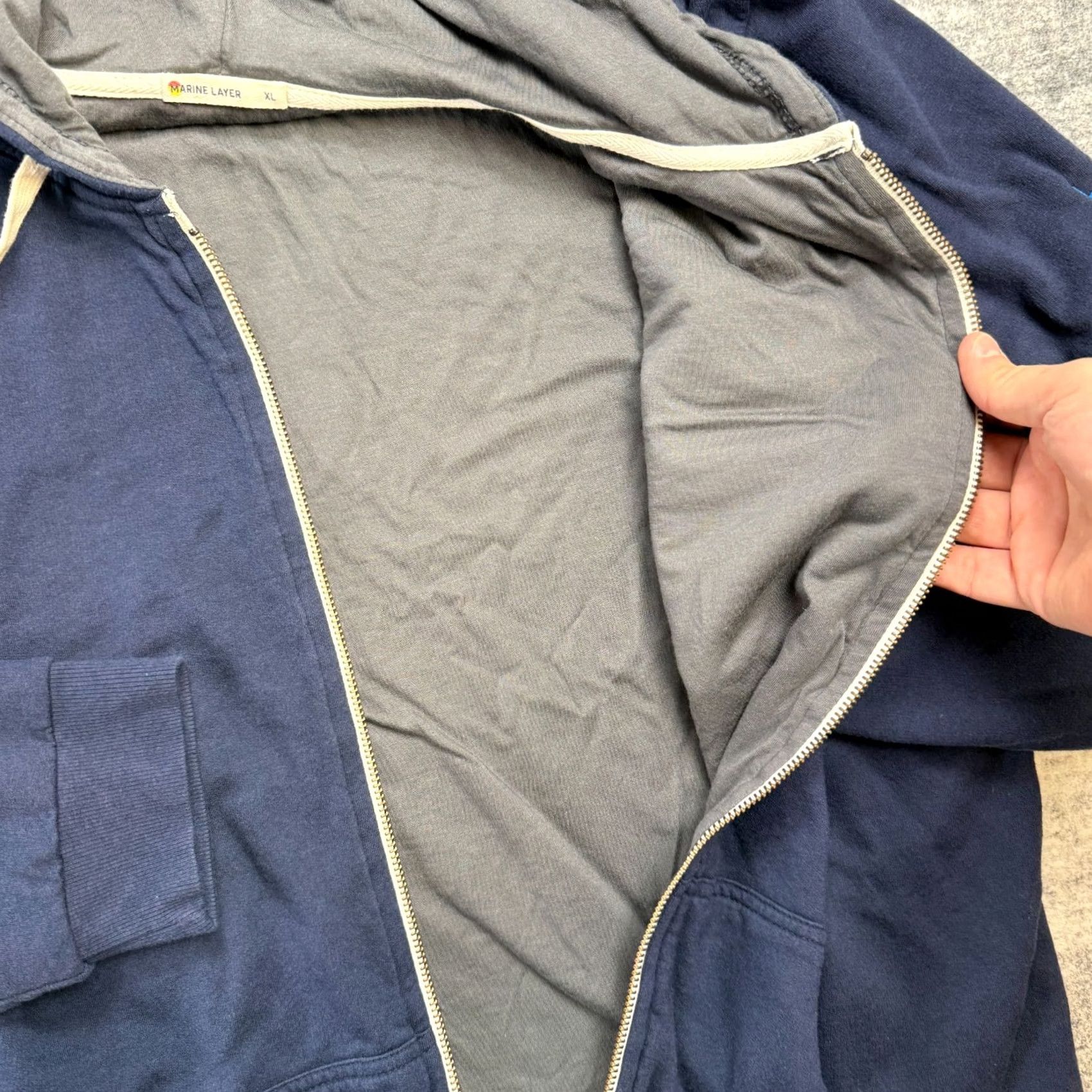 Marine Layer Marine Layer Hoodie Men XL Navy Blue Full Zip Lined Afternoon Stretch Sweatshirt Size US XL / EU 56 / 4 - 6 Thumbnail