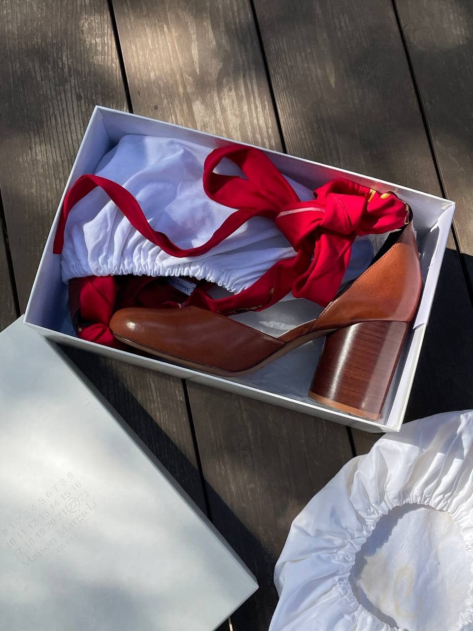 Maison Margiela Maison Margiela Scarf-Tie Brown Leather Block Heels Pumps Size US 9 / IT 39 - 1 Thumbnail