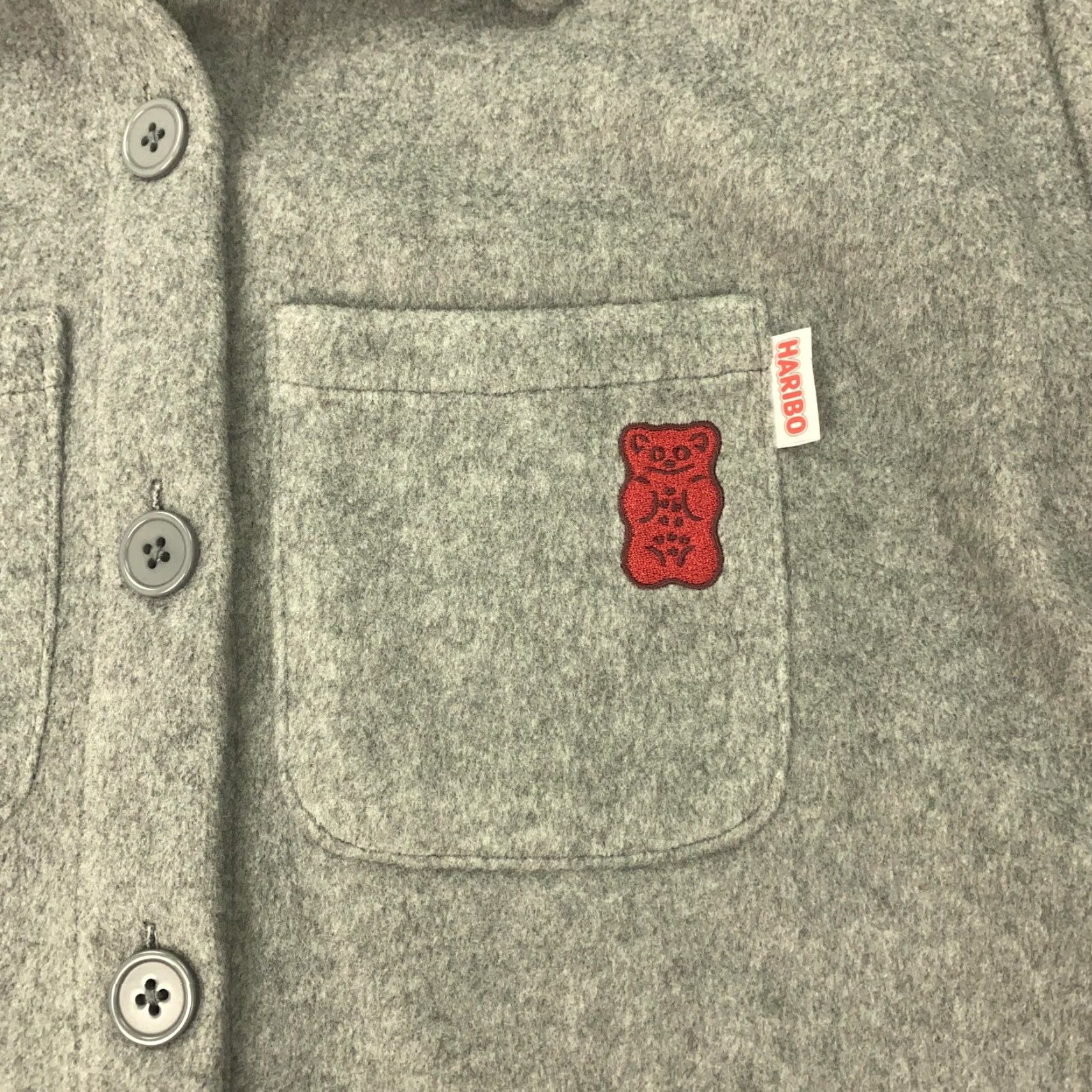 Logo 7 VINTAGE Haribo Shirt Jacket Womens Small Grey Button Up Fleece Gummy Bear Logo Patch New Size S / US 4 / IT 40 - 2 Thumbnail