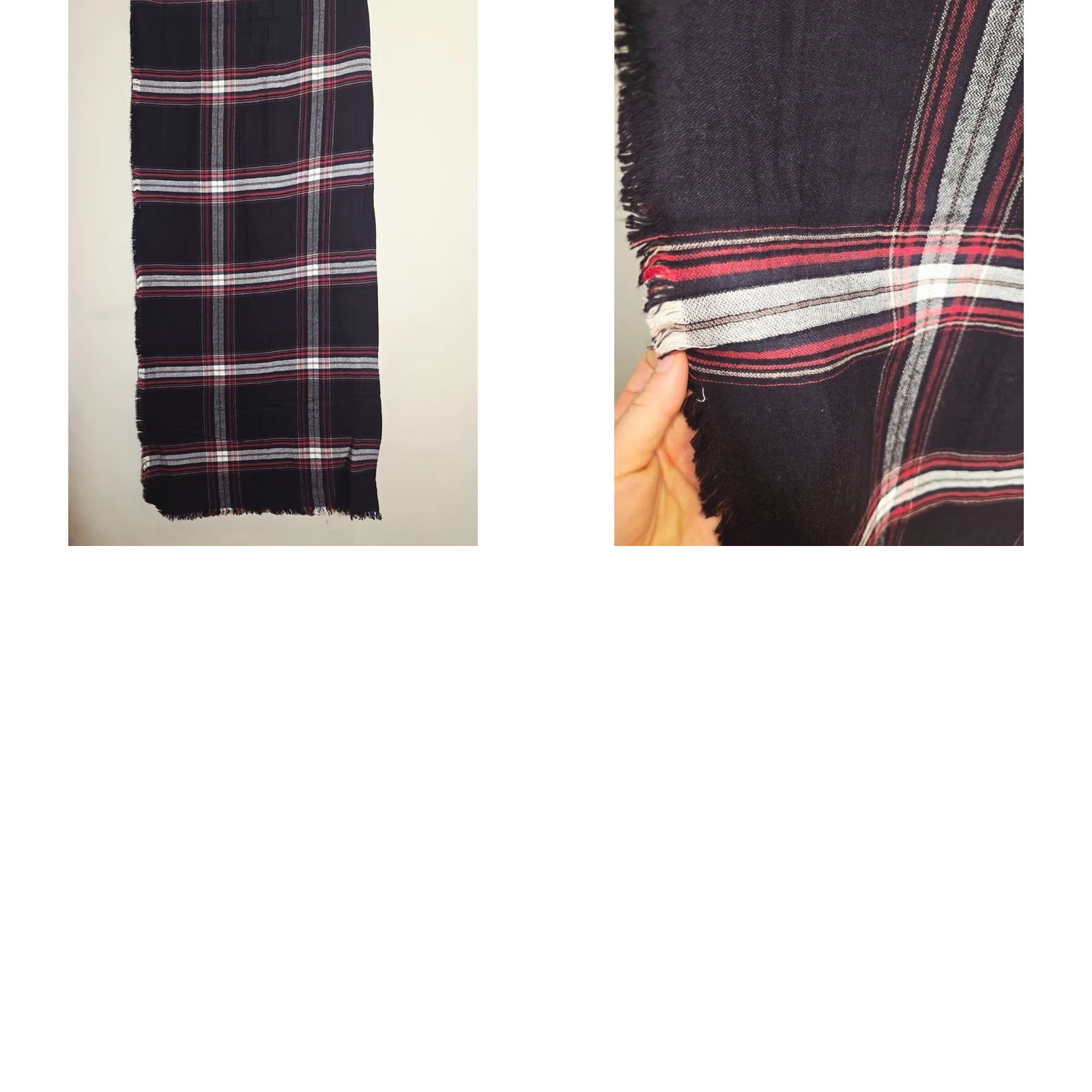 Loft LOFT Scarf Rectangle Women's One Size Black Plaid Cotton Multifunctional Women's Accessory Size ONE SIZE - 9 Thumbnail
