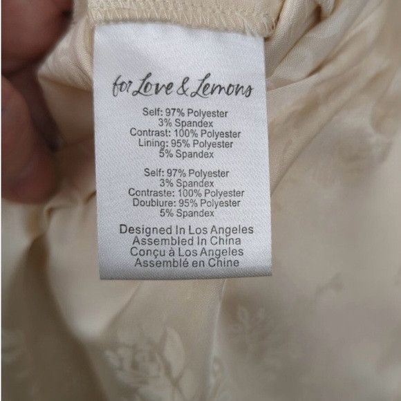 For Love & Lemons Cream Square Neck Wedding Dress Puff Sleeve Brocade Cottage Size M / US 6-8 / IT 42-44 - 5 Thumbnail