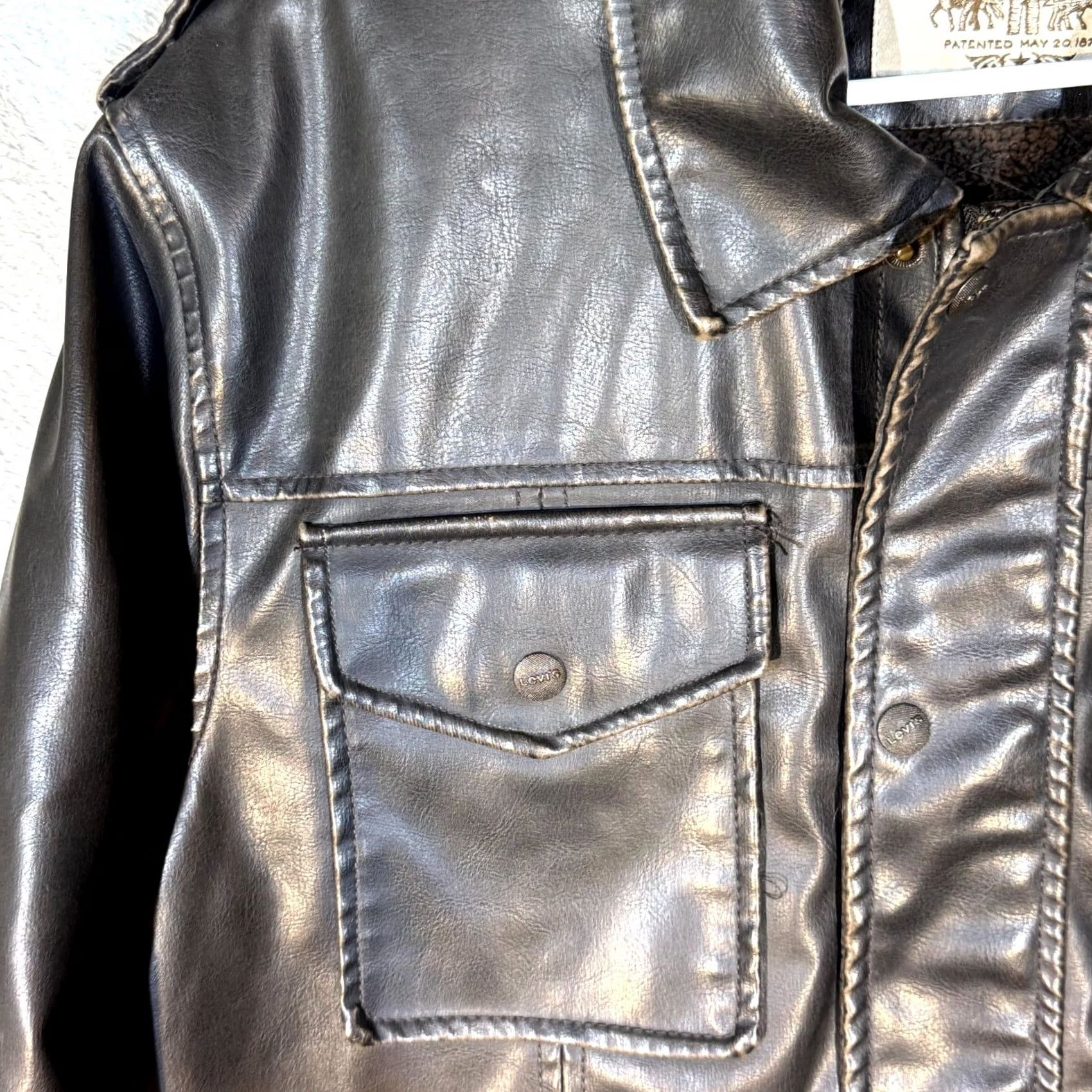 Levi's Levi's Bomber Jacket Mens Large Brown Faux Leather Fleece Lined Coat Size US L / EU 52-54 / 3 - 3 Thumbnail