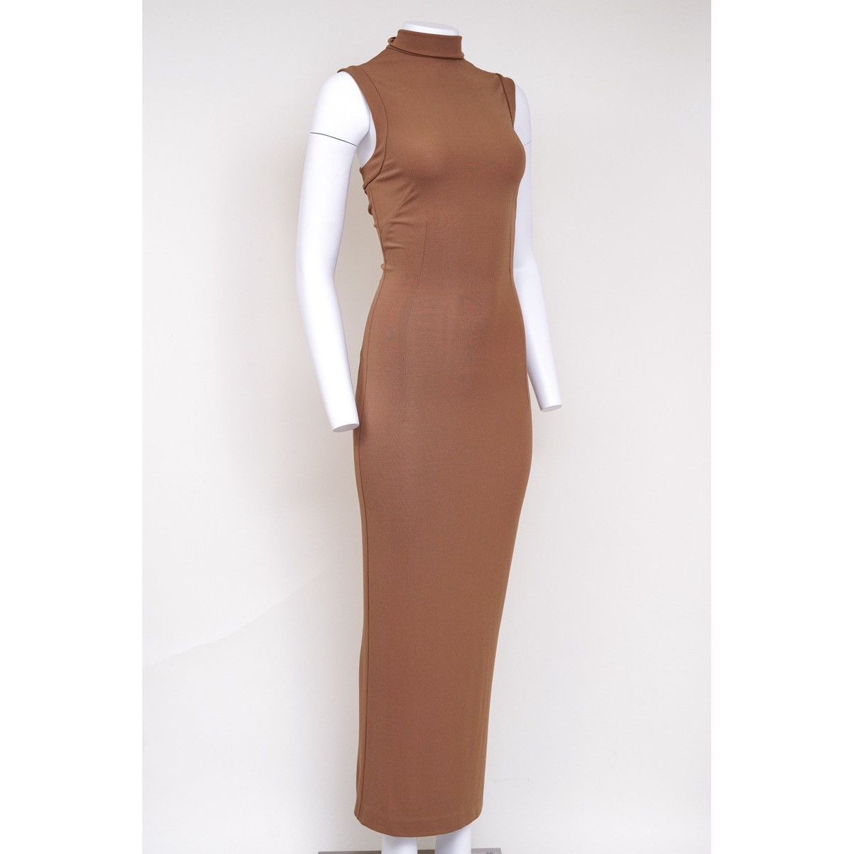 Dolce & Gabbana Dolce & Gabbana Beige Sleeveless Turtleneck Bodycon Dress Size S / US 4 / IT 40 - 3 Thumbnail