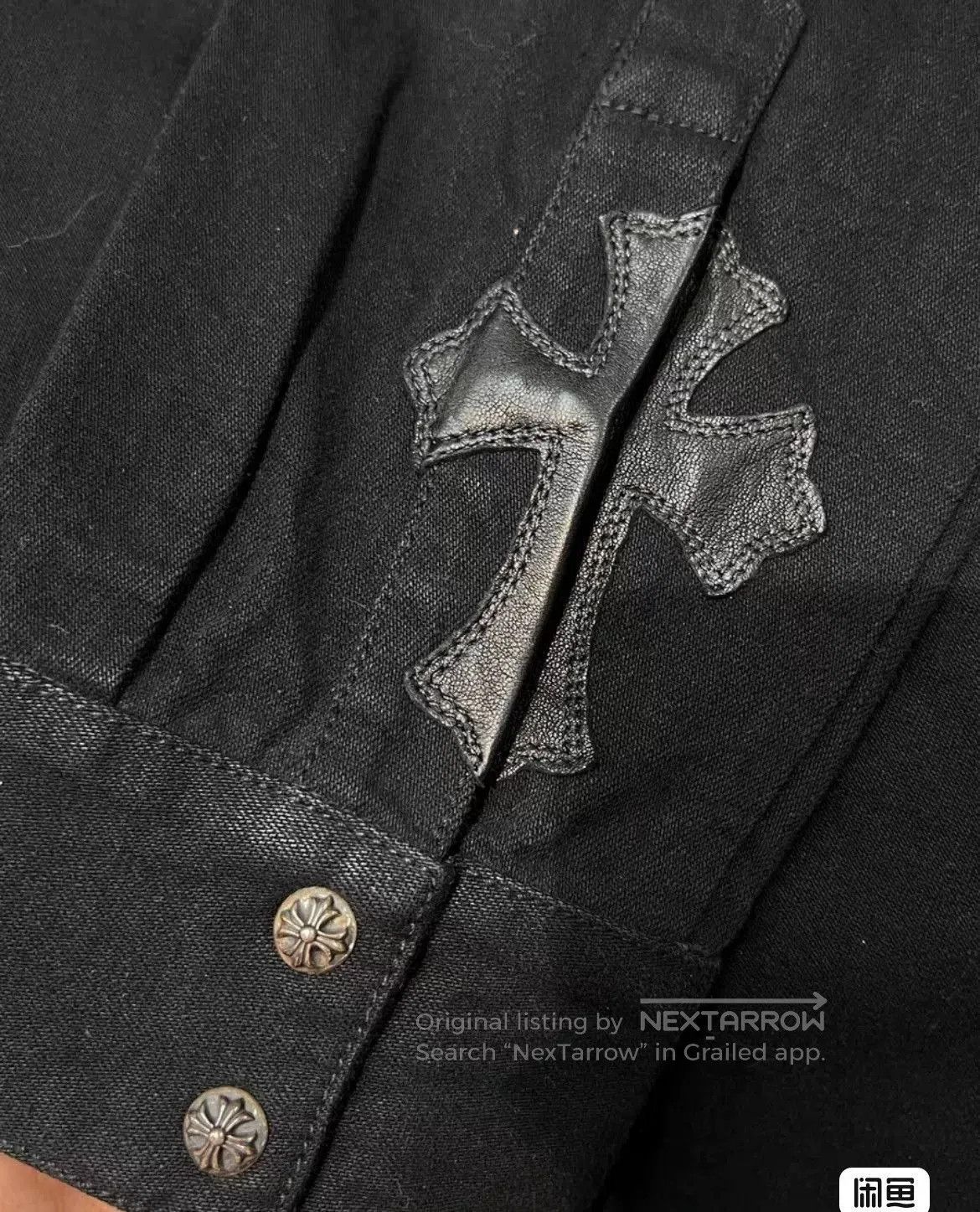 Chrome Hearts Chrome Hearts Denim Cross Leather Patchwork Shirt. Size US XL / EU 56 / 4 - 5 Thumbnail