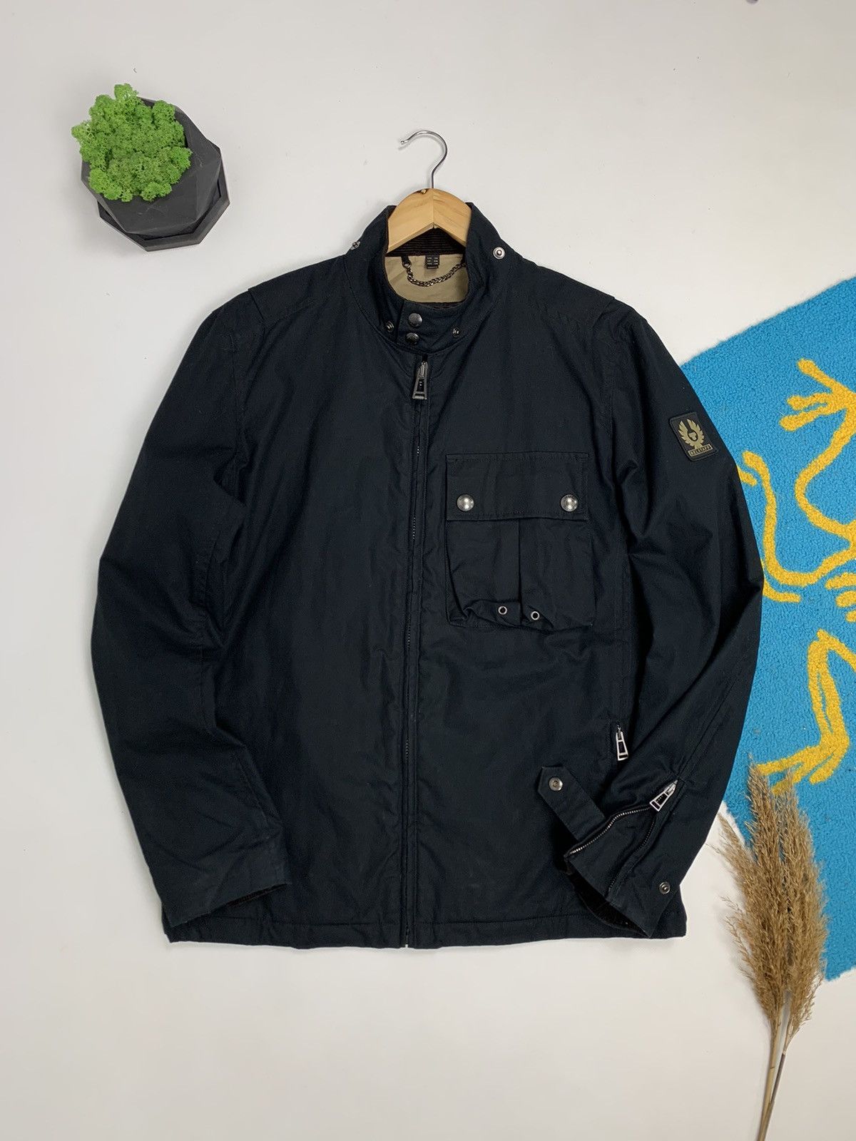 image of Belstaff Wing Waxed Jacket in Black, Men's (Size Medium)