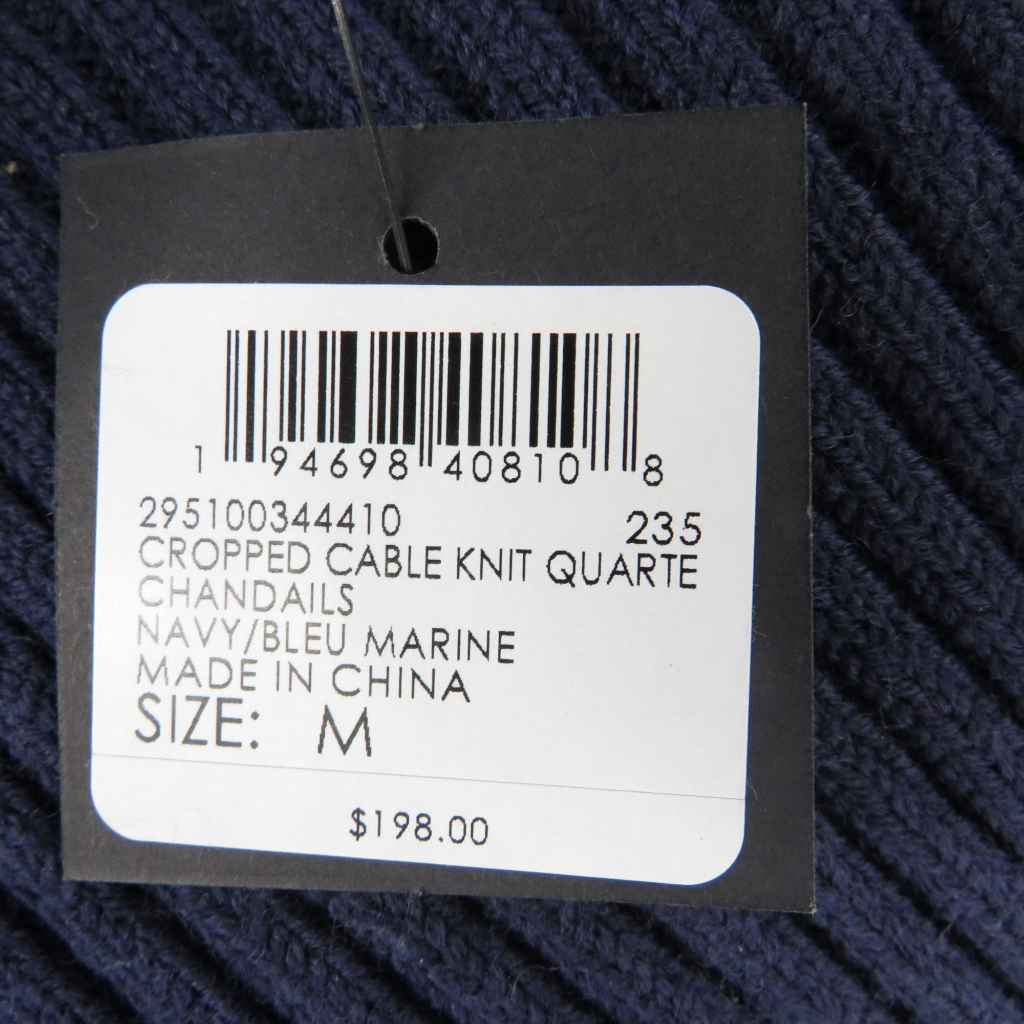 Club Monaco Club Monaco Women's Cropped Cable Knit Navy 1/4 Zip Sweater Size M / US 6-8 / IT 42-44 - 5 Thumbnail