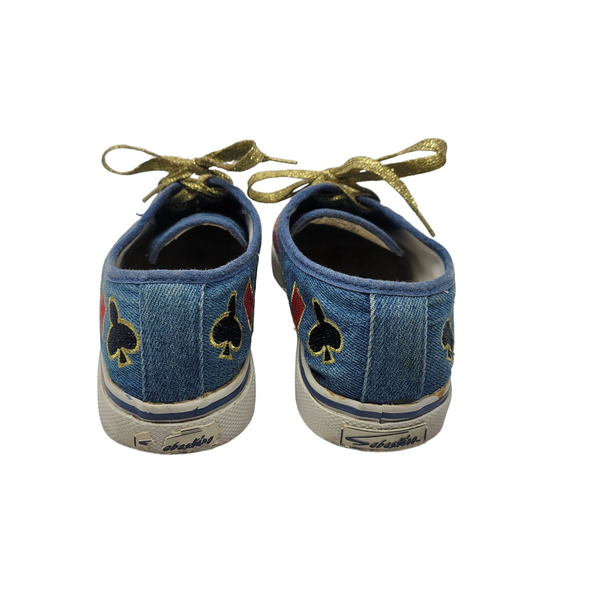 Vintage Vintage Novelty Sneakers 7 Blue Denim Lucky Cards Gambler Size US 7 / IT 37 - 8 Thumbnail