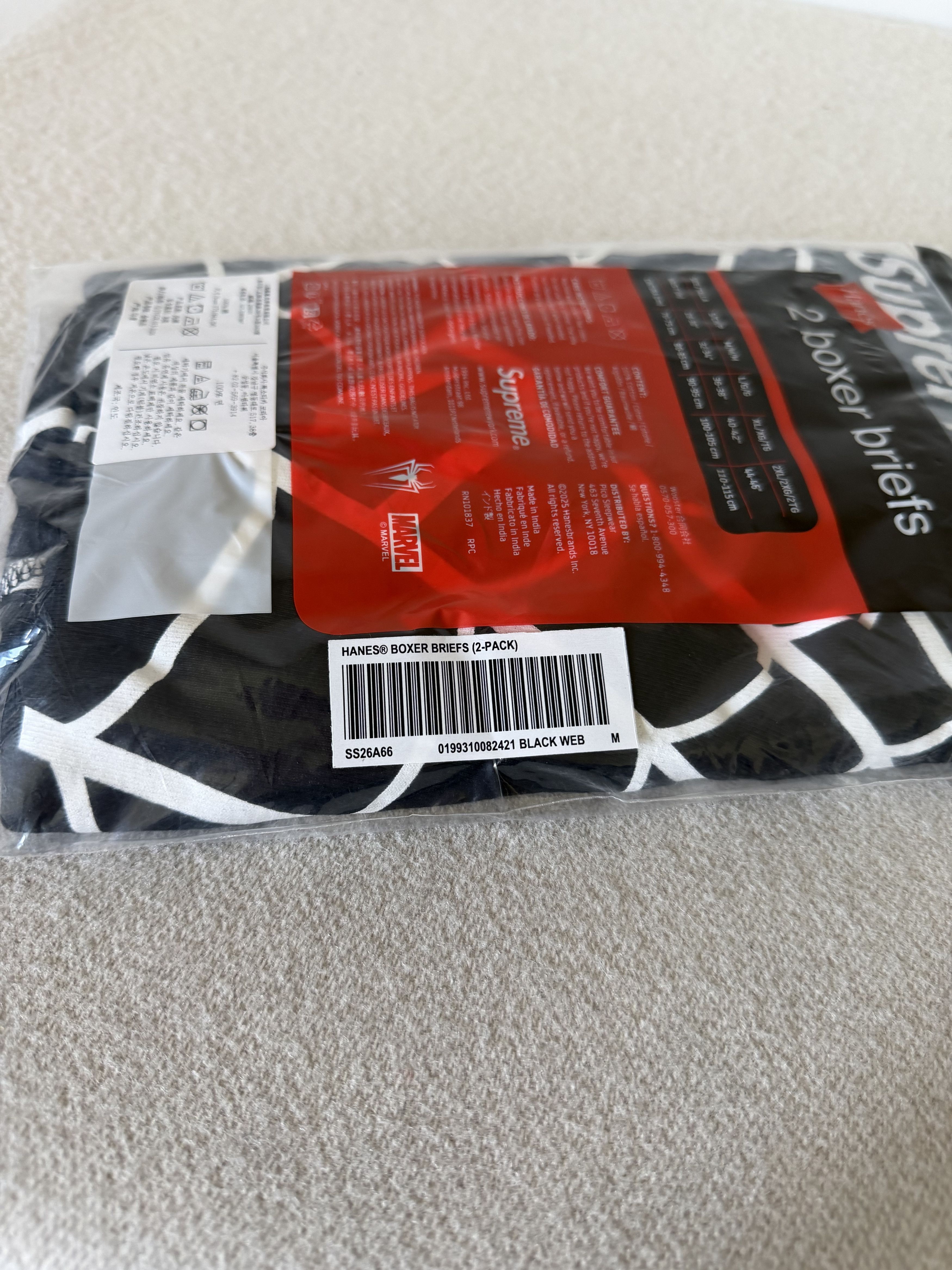 Hanes × Supreme Supreme Hanes Spider-Man Boxer Briefs 2-Pack in Black Size 32 - 3 Thumbnail