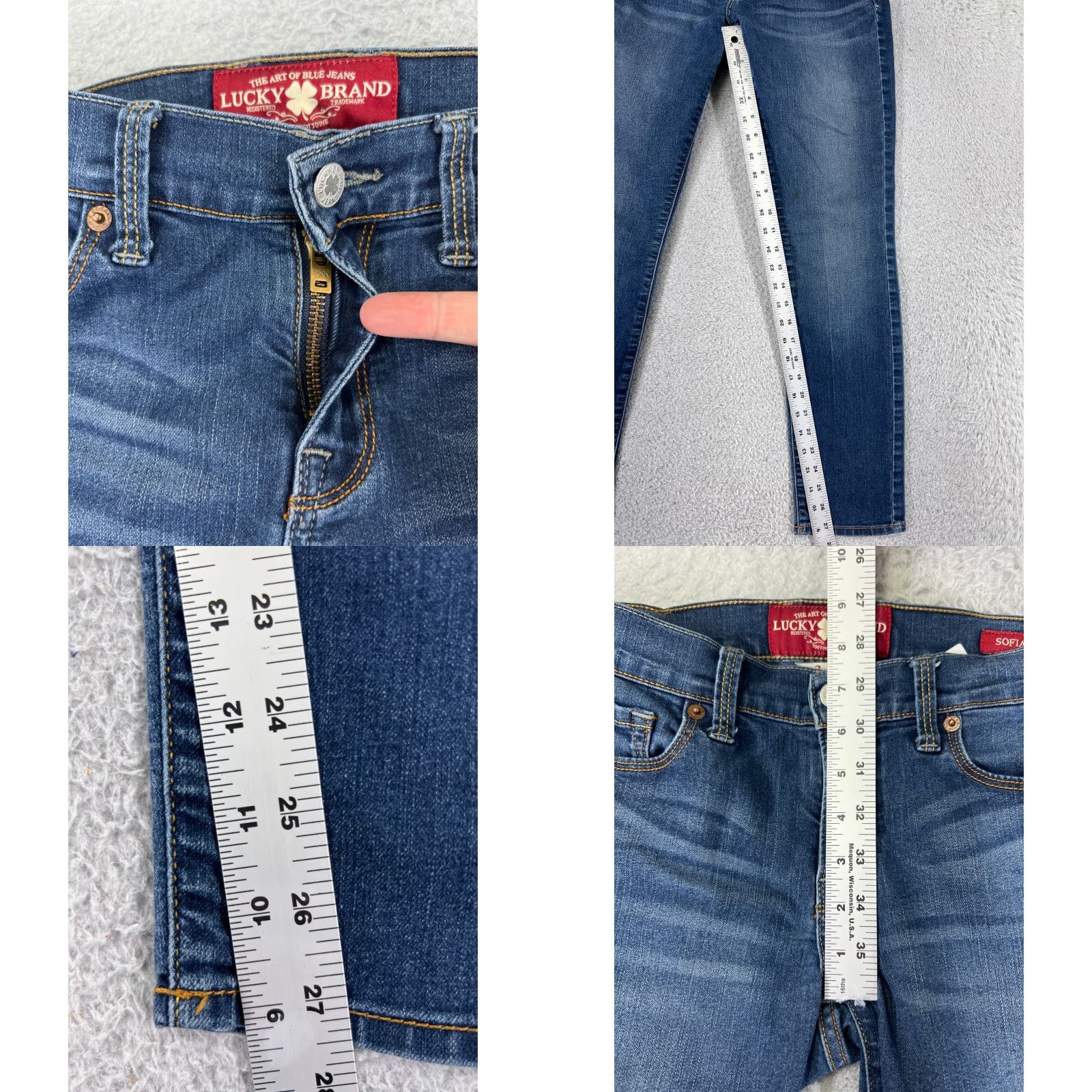 Lucky Brand Lucky Brand Jeans Womens 2 Blue Denim Skinny Low Rise 25x27 Cotton Blend 5-Pocket Design Reusable 90s Theme Girls Womens Size 26" / US 2 / IT 38 - 8 Thumbnail