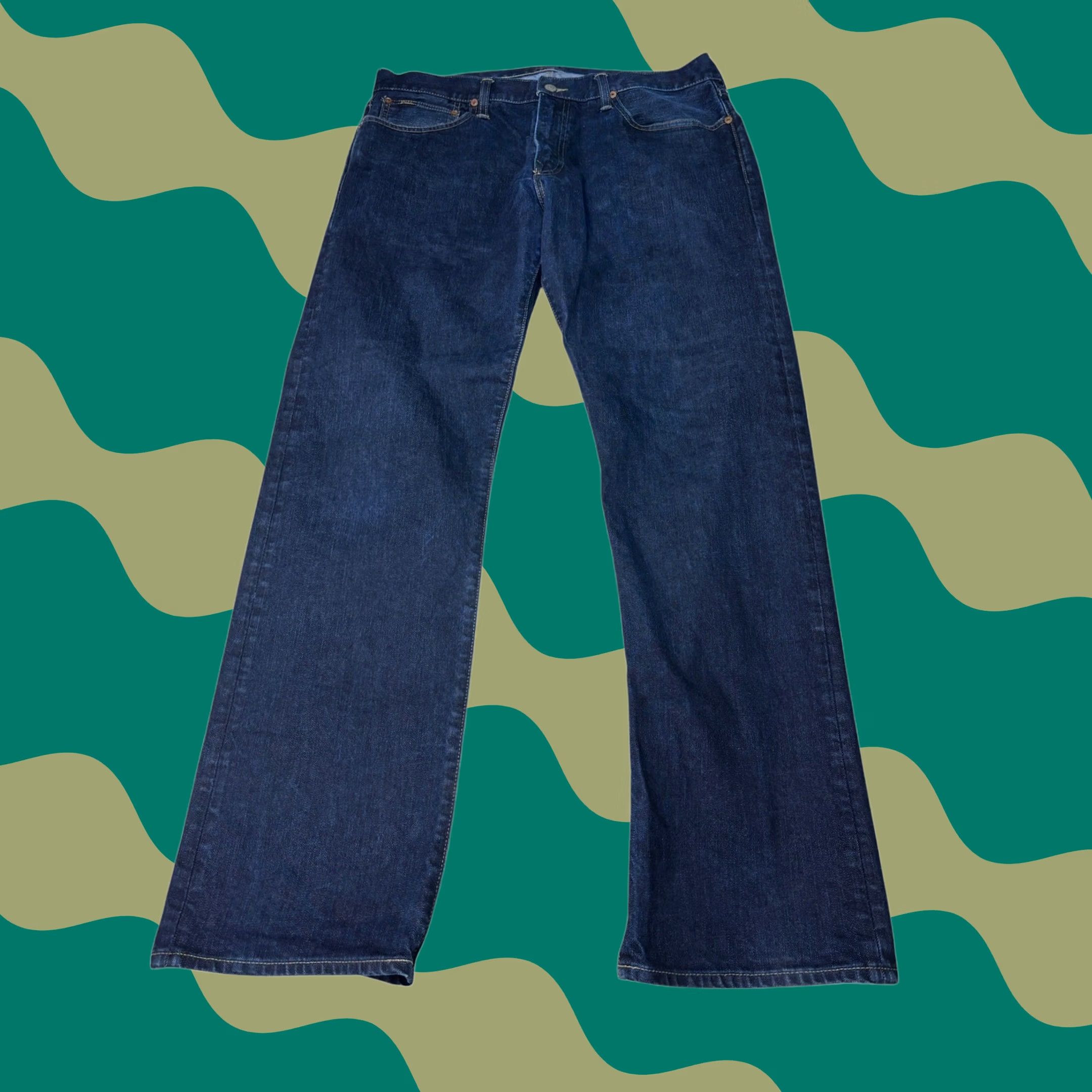 Polo Ralph Lauren Polo Ralph Lauren Classic Fit Jeans Indigo Blue 36x32 Straight Denim 5-Pocket Stretch Cotton Blend Mens Size US M / EU 48-50 / 2 - 1 Thumbnail