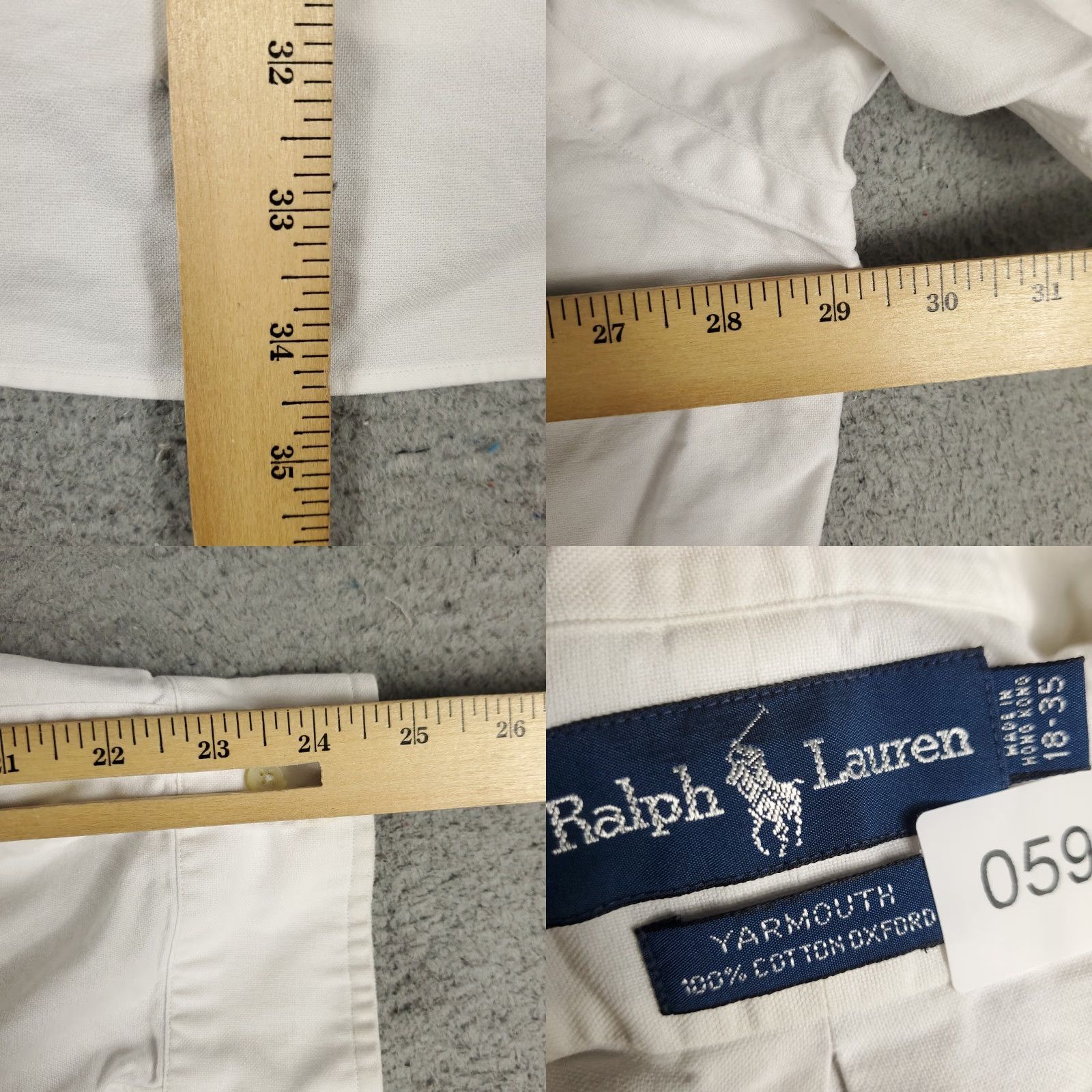 Ralph Lauren Vintage Ralph Lauren Dress Shirt Mens Size 18 White Cotton Button Up Long Sleeve Non-Iron Casual Office Wear Size 48R - 8 Thumbnail