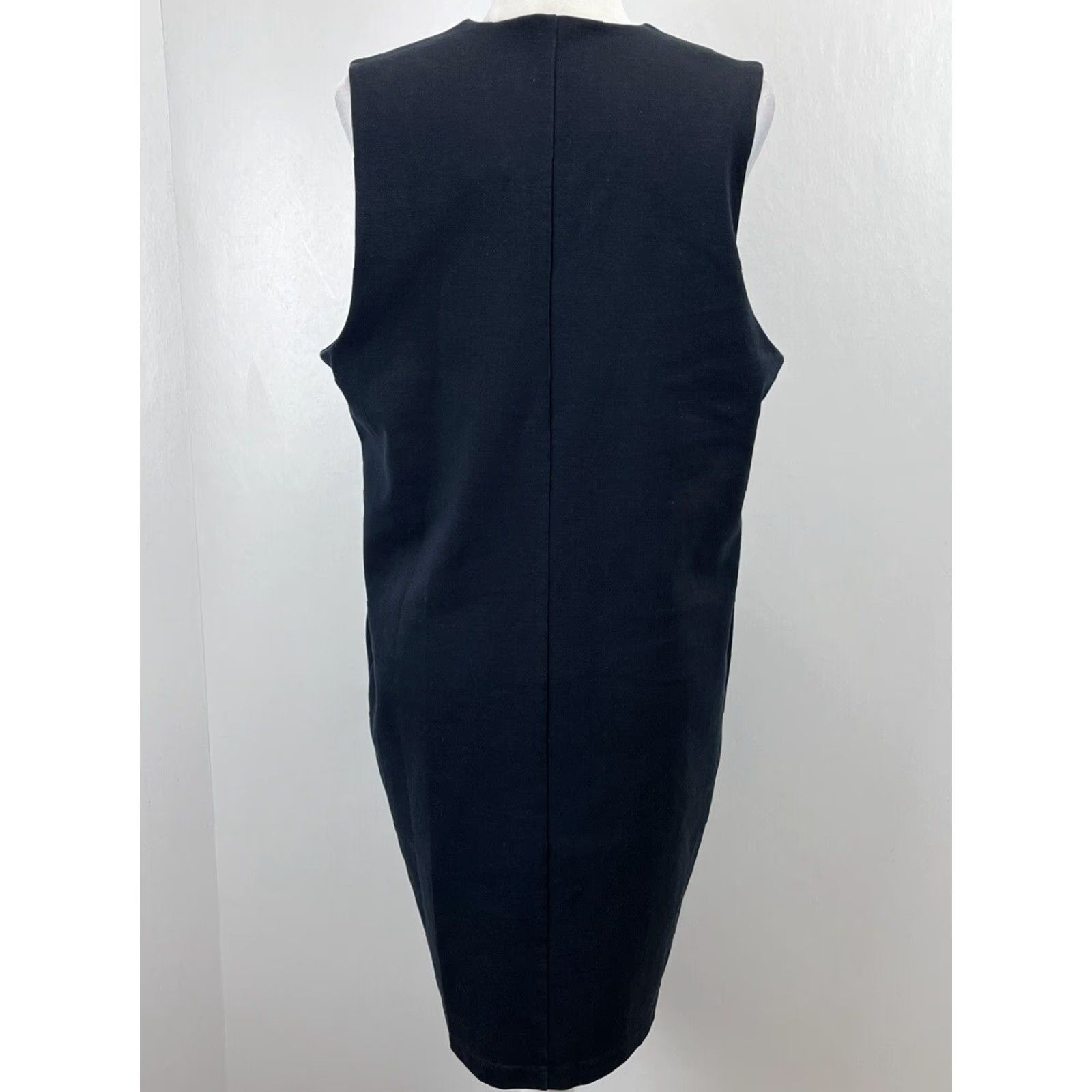 Vintage VINTAGE Liz Sport Navy Gold Button Sheath Dress Jumper Sleeveless Womens Size 14 Knee Length Size XL / US 12-14 / IT 48-50 - 3 Thumbnail