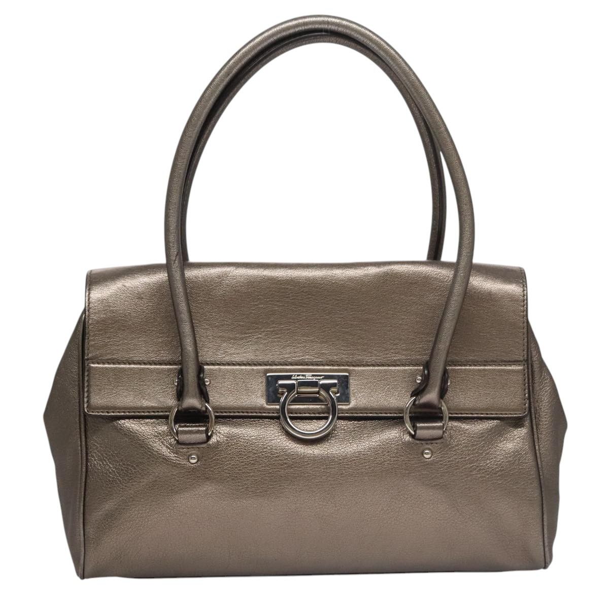 Salvatore Ferragamo Gancini Silver Leather Handbag (Pre-Owned) Size ONE SIZE - 1 Thumbnail