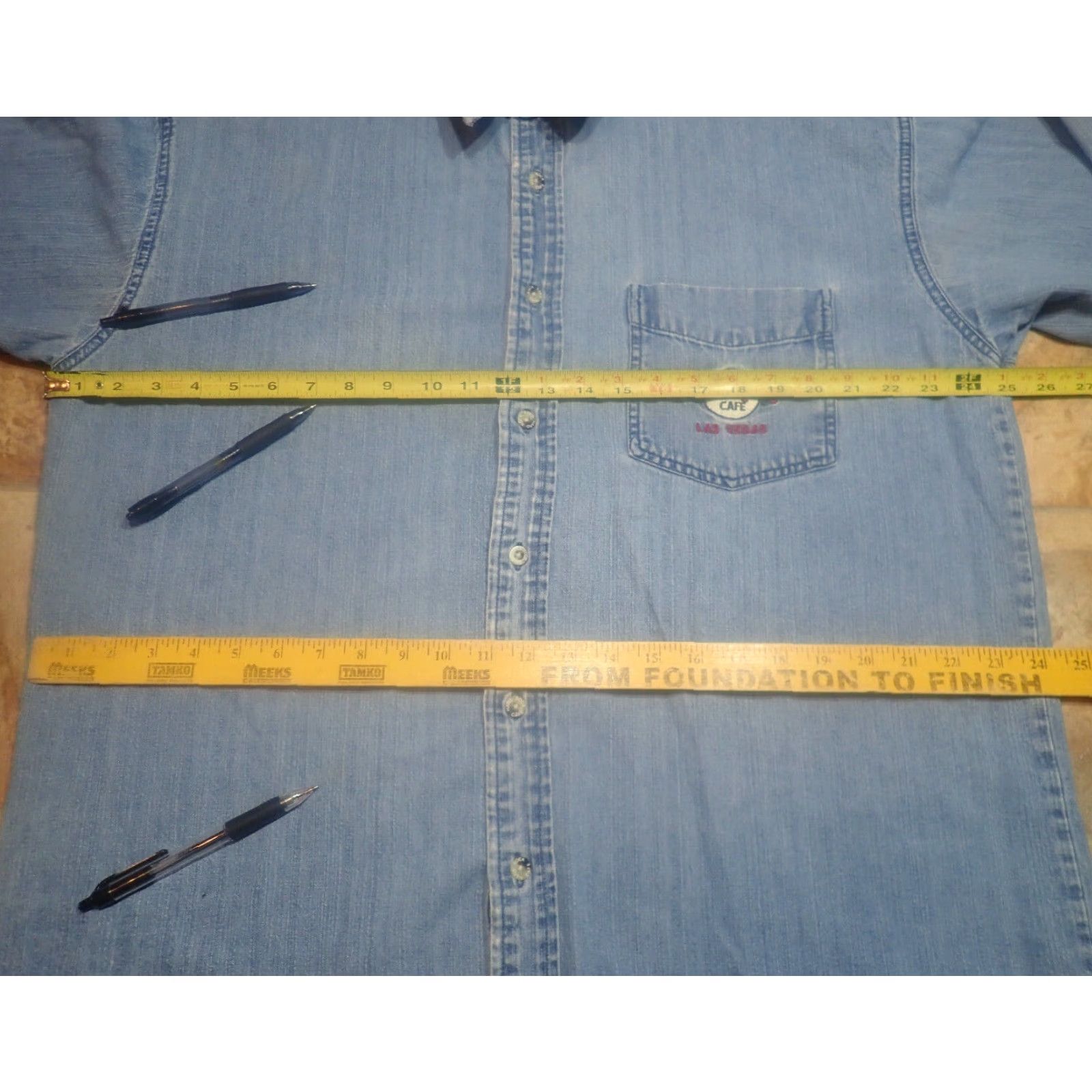 Hard Rock Cafe Hard Rock Cafe Denim Shirt Men's XL Long Sleeve Button Up Blue with Embroidered Logo - Las Vegas Size US XL / EU 56 / 4 - 6 Thumbnail