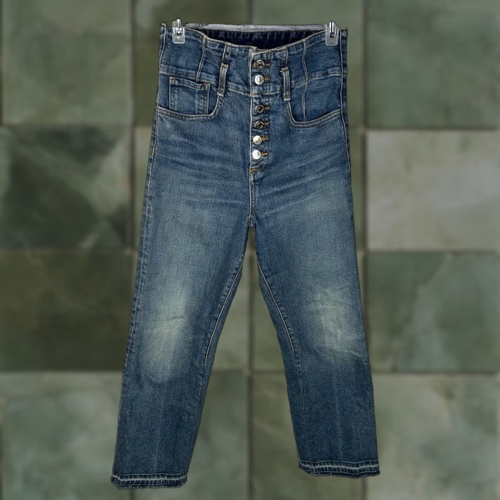 Veronica Beard VERONICA BEARD Marlene 12” Corset High Rise Distressed Flare Cropped Jeans Sz 26 Size 4XL / US 24-26 - 1 Thumbnail