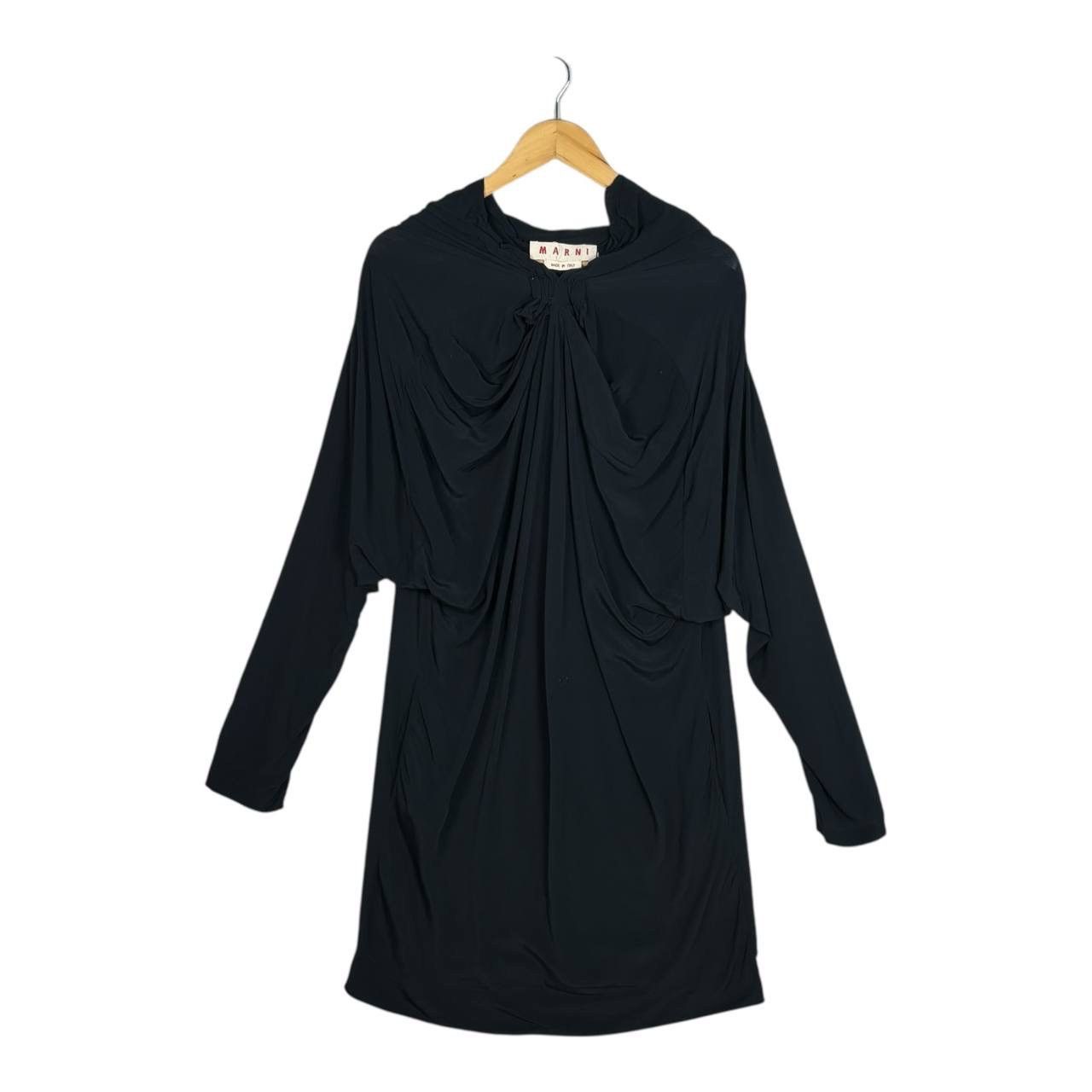 Marni Marni Black Draped Viscose Mini Dress, IT 44, 2010s Vintage Size M / US 6-8 / IT 42-44 - 3 Thumbnail