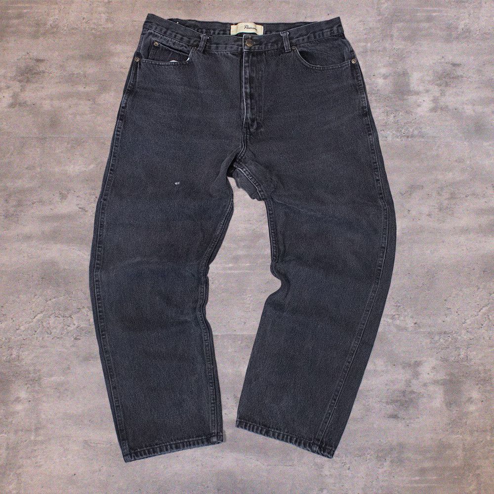 Japanese Brand Vintage 1990's Baggy Relax Fit Slim Black Denim Jeans Pant's Size US 35 - 2 Thumbnail