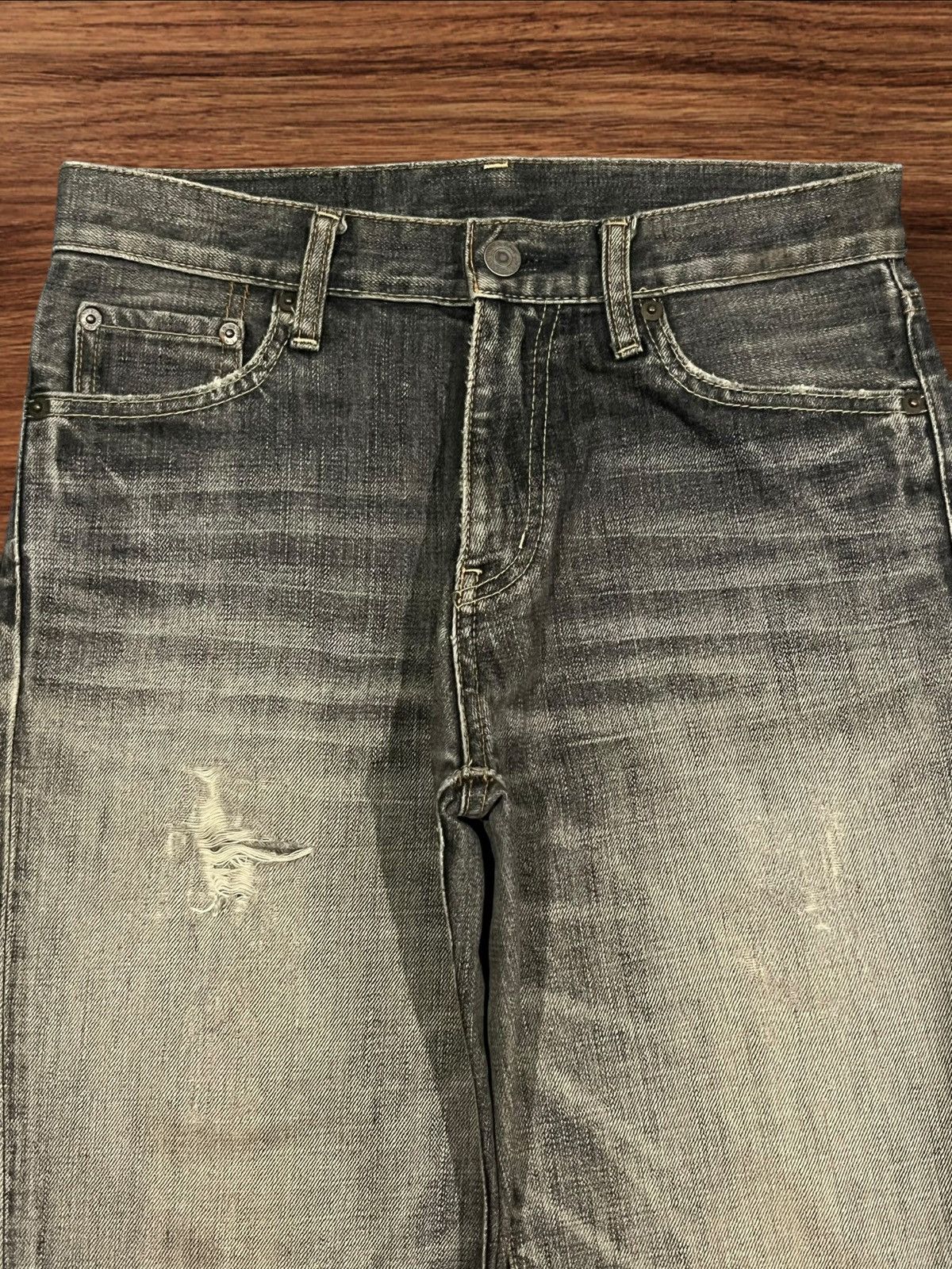 Japanese Brand × Jun Takahashi × Uniqlo Vintage Japanese Brand Uniqlo Rusty Grey Washed Frayed Jeans Size US 28 / EU 44 - 4 Thumbnail