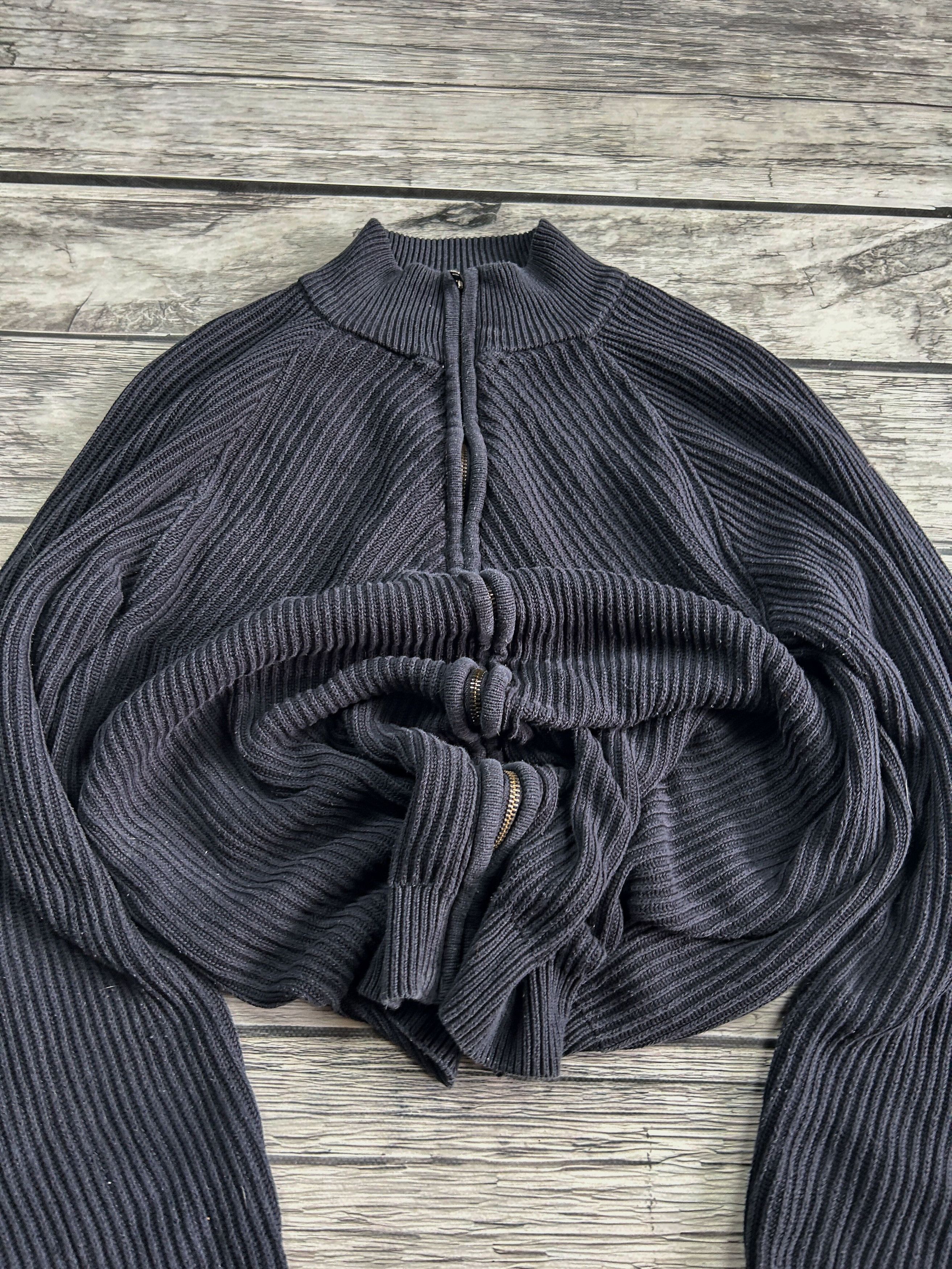 Vintage Ribbed Knit Zip Sweater Cropped Dark Minimalist Archive Size US M / EU 48-50 / 2 - 3 Thumbnail