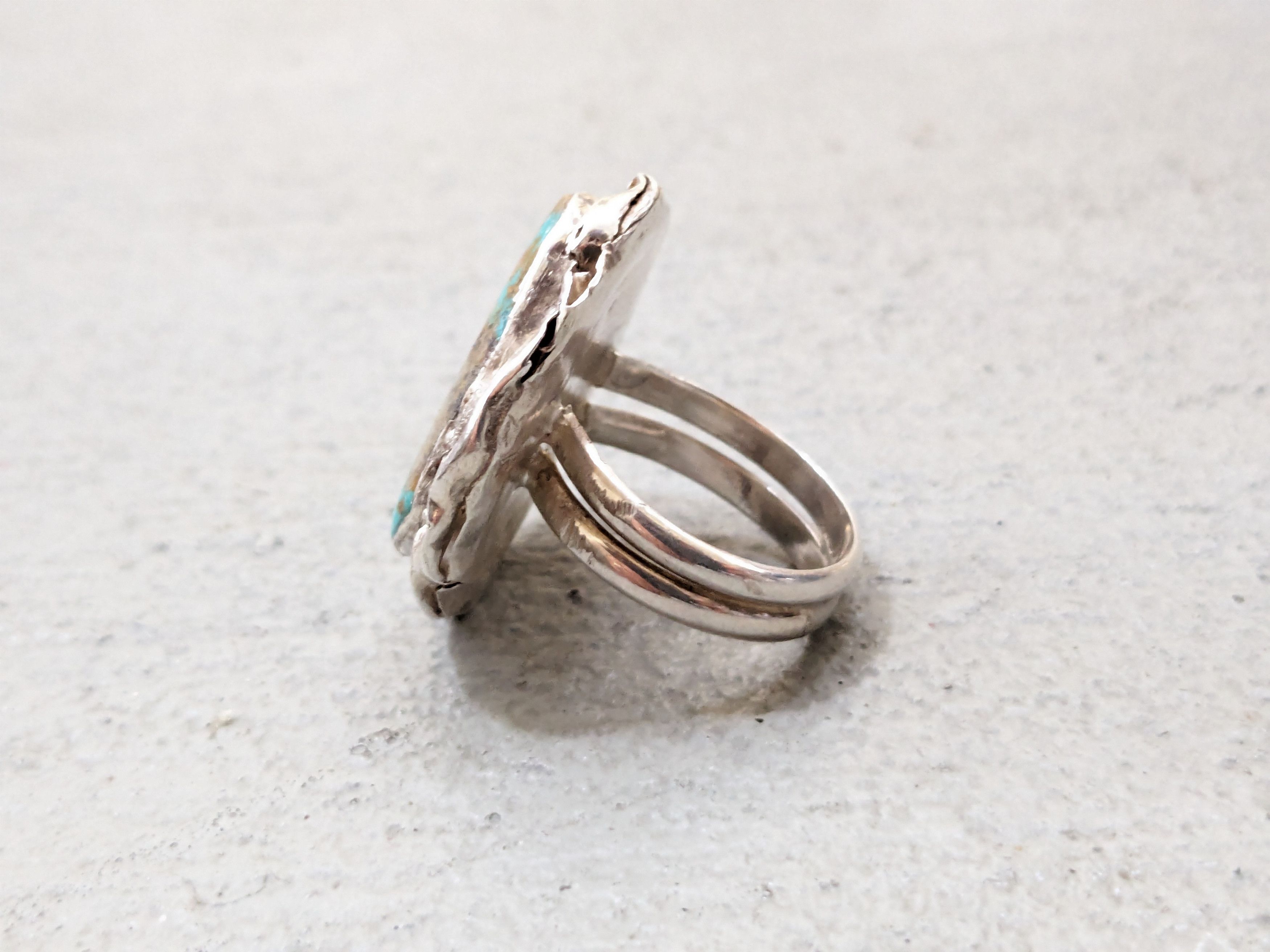 Jewelry Vintage Sterling Silver Ring 10.25 Turquoise Modern Native Size ONE SIZE - 9 Thumbnail