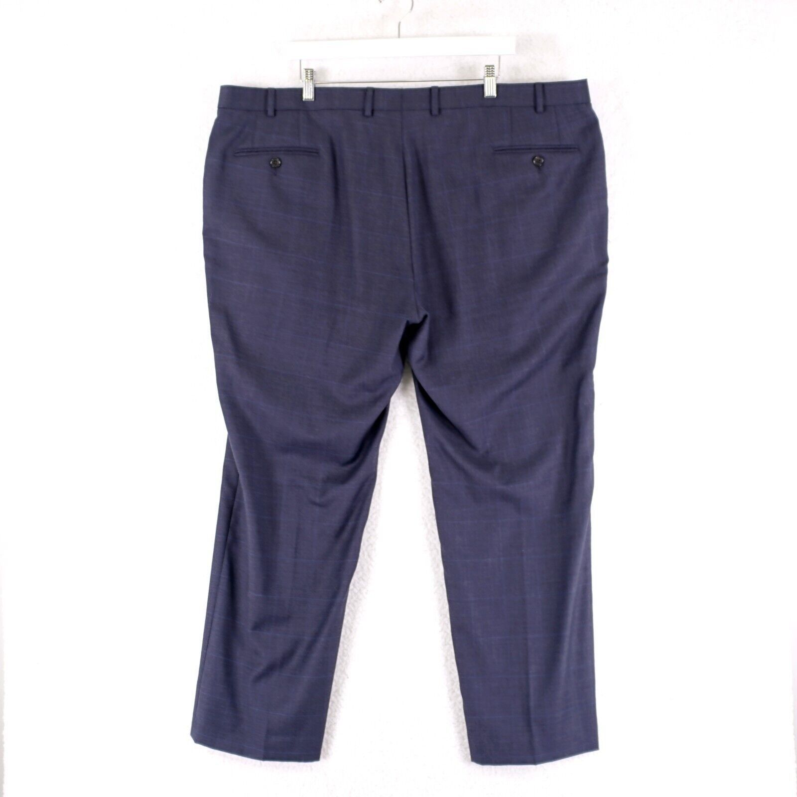 Lauren Ralph Lauren Lauren Ralph Lauren Wool Blue Plaid Windowpane Flat Front Dr Size 44R - 4 Thumbnail
