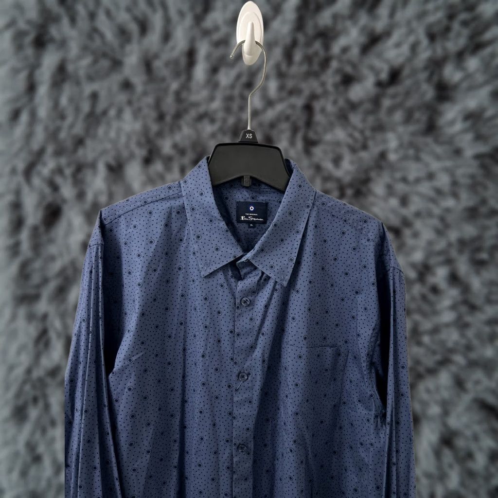 Ben Sherman Ben Sherman Shirt Mens XL Blue Polka Dot Button-Down Pocket Logo Long Sleeve Size US XL / EU 56 / 4 - 1 Thumbnail
