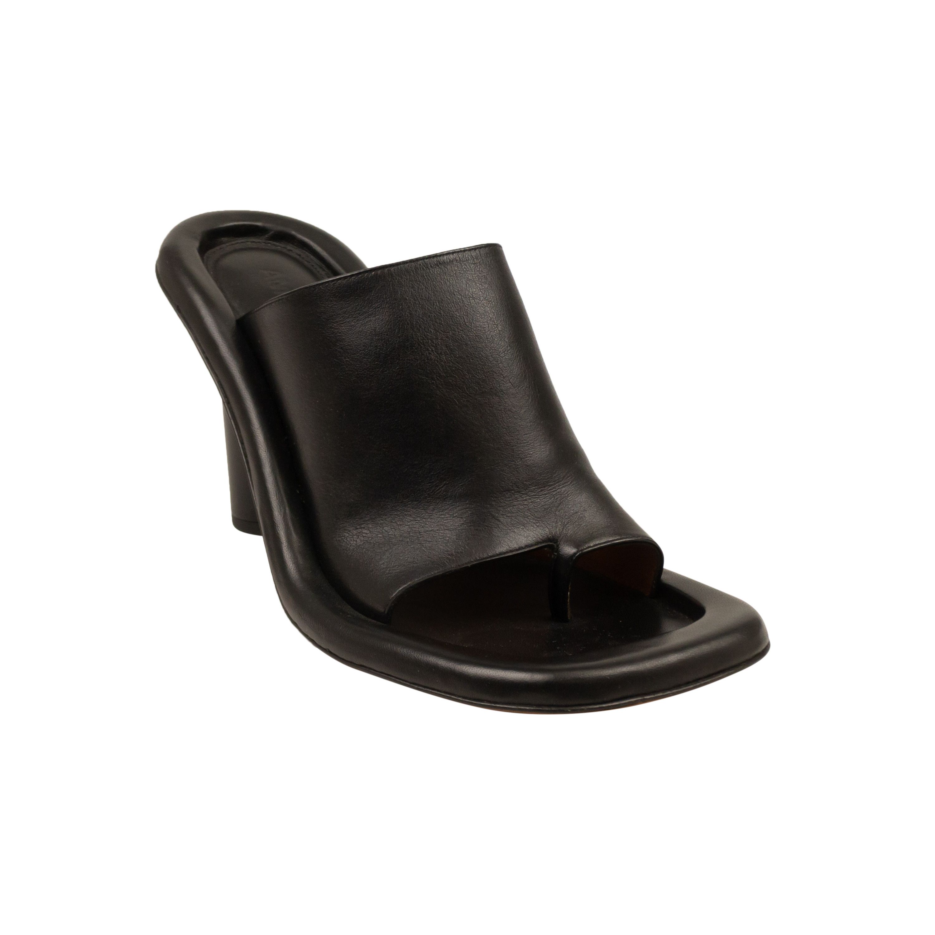 image of Ambush Design Black Leather Cushion Slip On Mule Shoes Pumps Size 37, Women's
