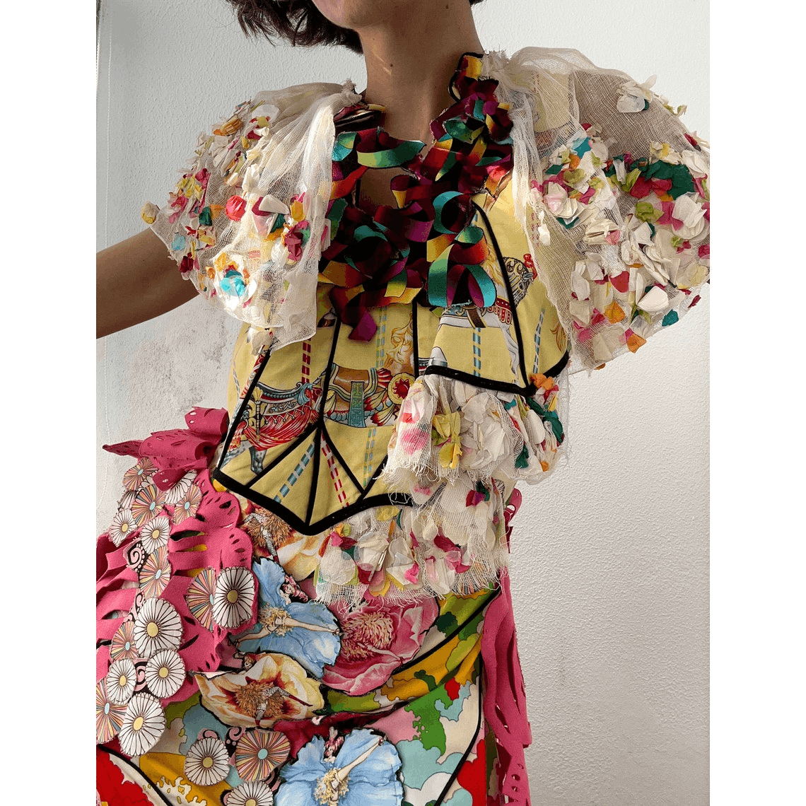 Designer Designer patchwork cotton colorful avant garde mini dress Size M / US 6-8 / IT 42-44 - 5 Thumbnail
