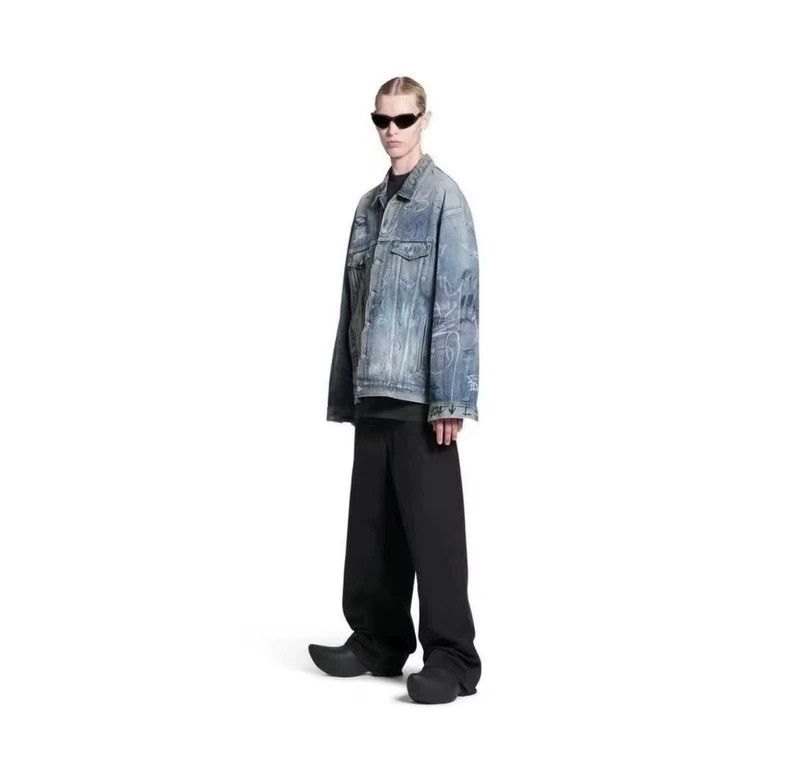 Balenciaga Balenciaga Blue graffiti denim jacket coat Size US M / EU 48-50 / 2 - 5 Thumbnail