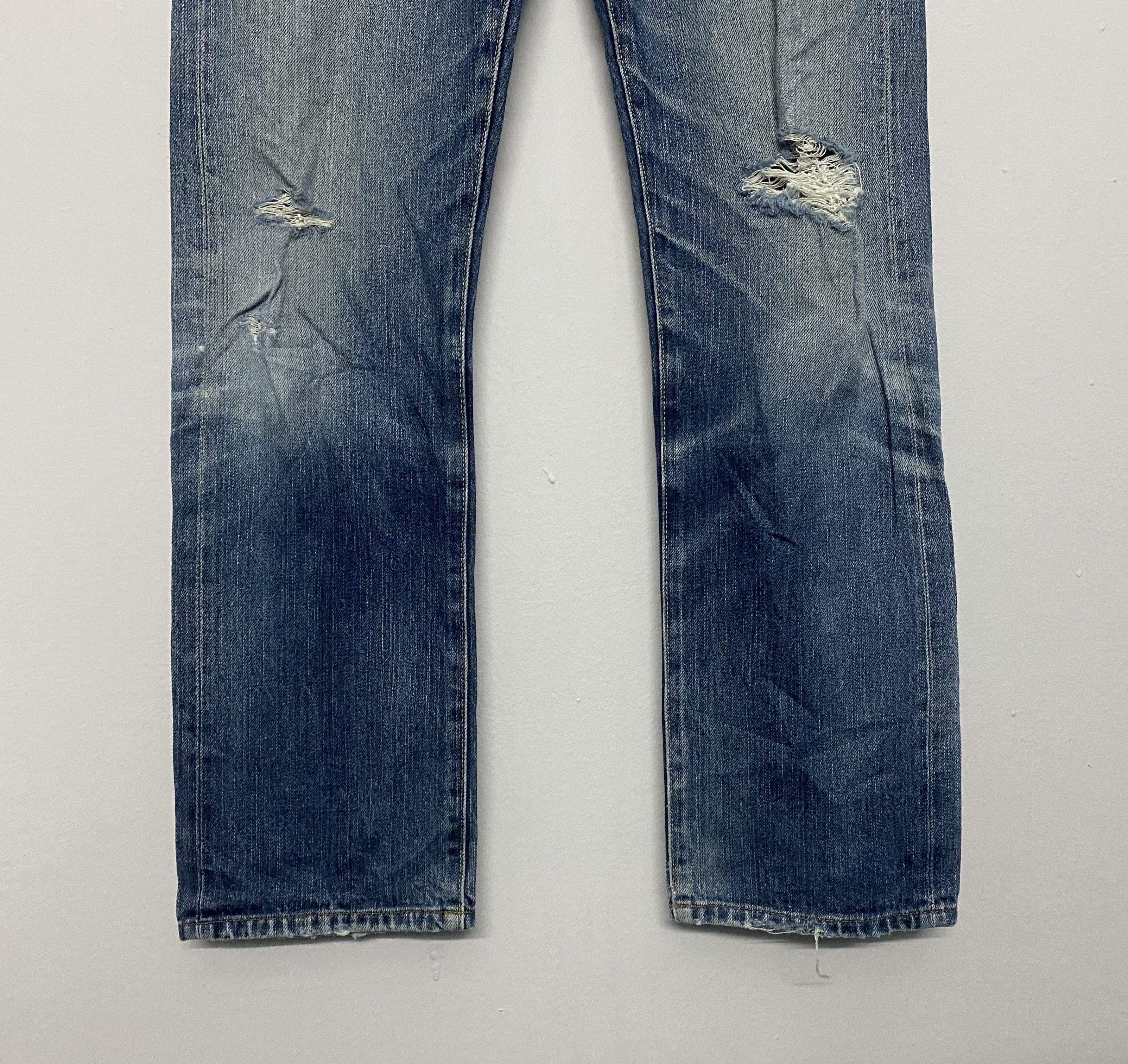 Uniqlo Vtg Uniqlo S002 Selvedge Distressed Jeans Size US 33 - 4 Thumbnail