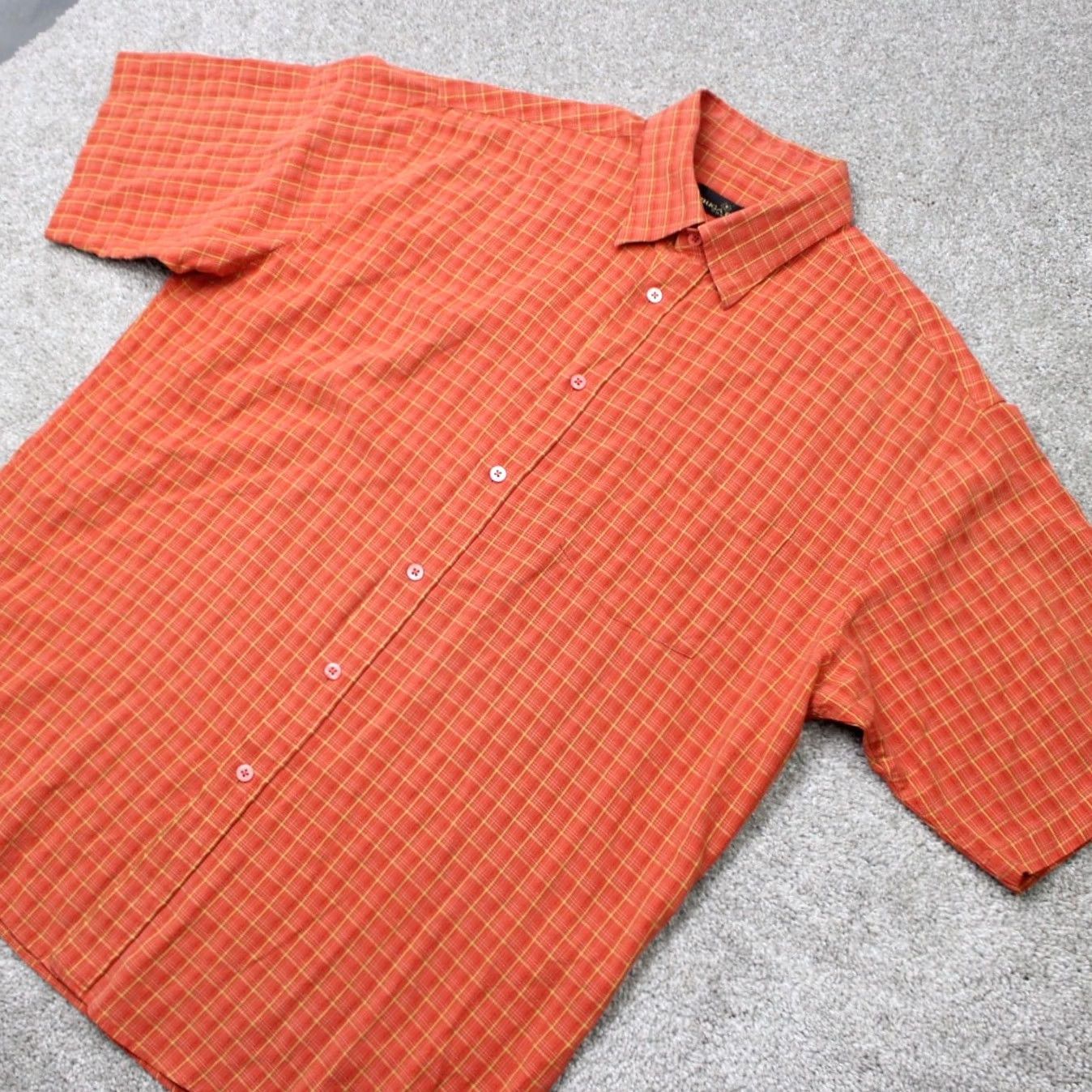 BUGATCHI Bugatchi Uomo Shirt Mens XL Orange Modal Rayon Short Sleeve Button-Down Size US XL / EU 56 / 4 - 3 Thumbnail