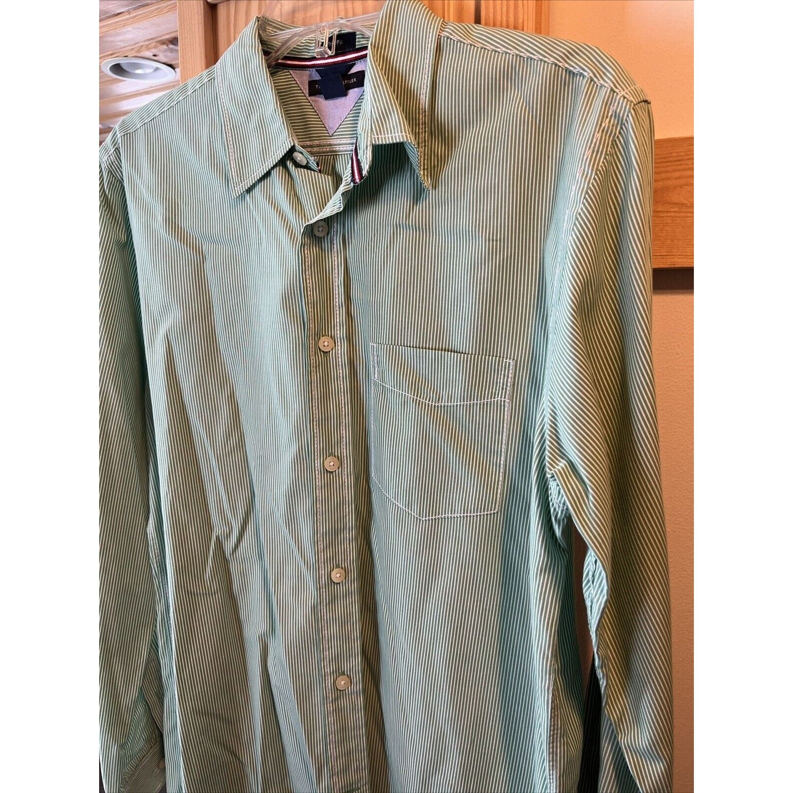 Tommy Hilfiger Tommy Hilfiger Men’s S Green Striped Trim Fit cotton Shirt Size US S / EU 44-46 / 1 - 9 Thumbnail