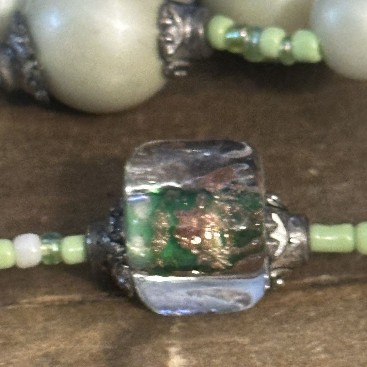 Vintage Vintage long light green pearl & Murano glass bead necklace Size ONE SIZE - 5 Thumbnail