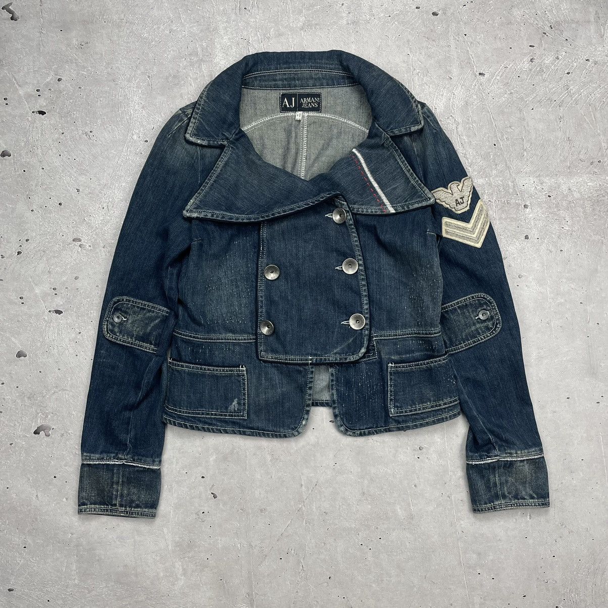 Armani × Vintage Armani Jeans denim jacket with patches indigo 006 style Size L / US 10 / IT 46 - 1 Thumbnail