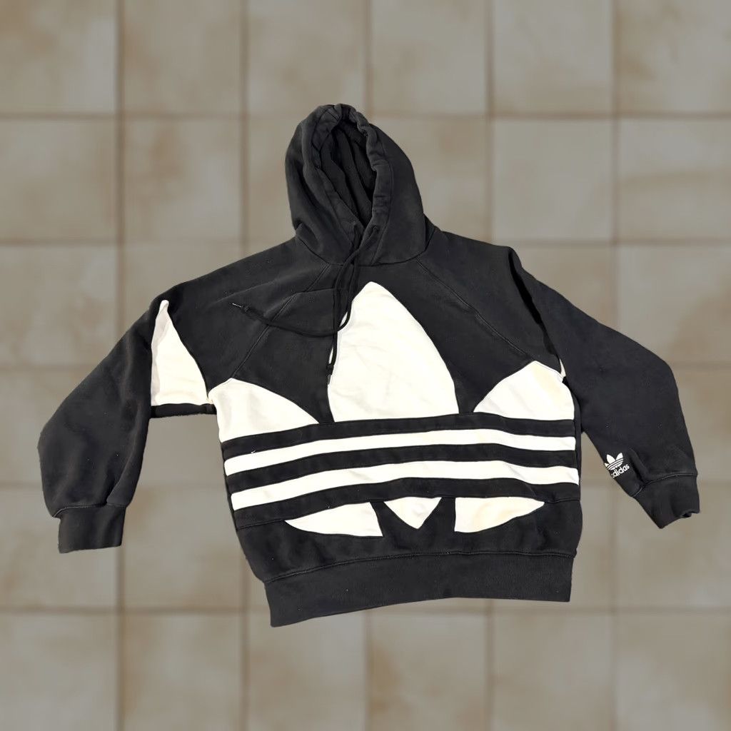 Adidas Adidas Originals Hoodie Womens Small Black Pullover Trefoil Graphic Sweatshirt Size S / US 4 / IT 40 - 1 Thumbnail