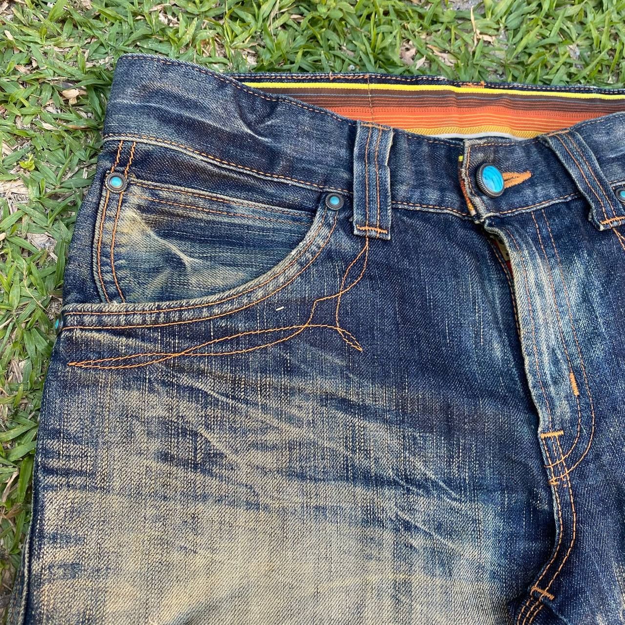 Edwin Vintage Edwin Buffalo Blue Trip Distressed Flare Jeans LGB Size US 34 / EU 50 - 13 Thumbnail