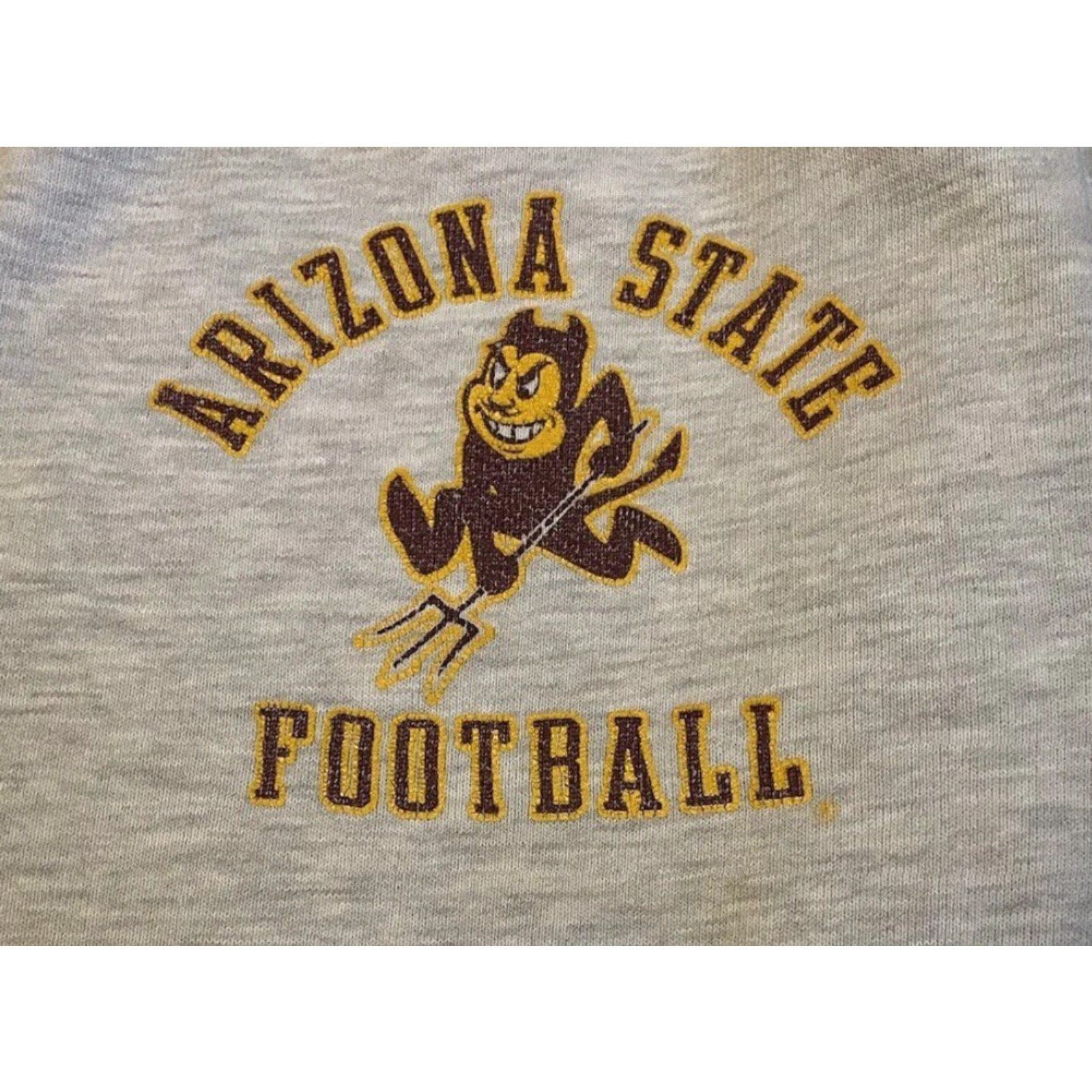 Vintage VINTAGE ASU Football Sweatpants M Gray Distressed 90s Russell Athletic College School Sun Devils Pockets Mens Pants Size US 31 - 2 Thumbnail