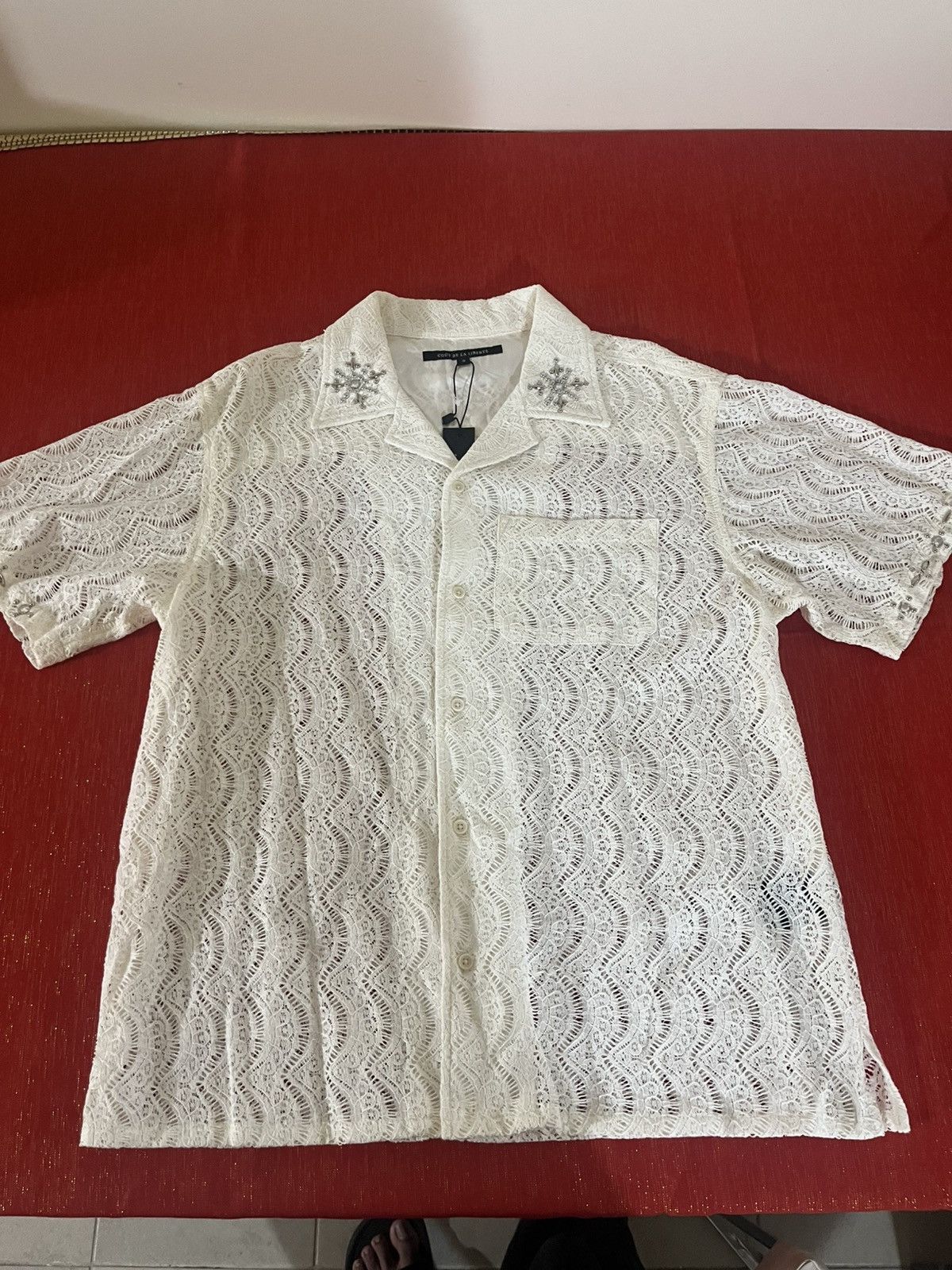 Cout de la Liberte Robbie Embellished Lace Bowling Shirt Sz Small Size US S / EU 44-46 / 1 - 9 Thumbnail