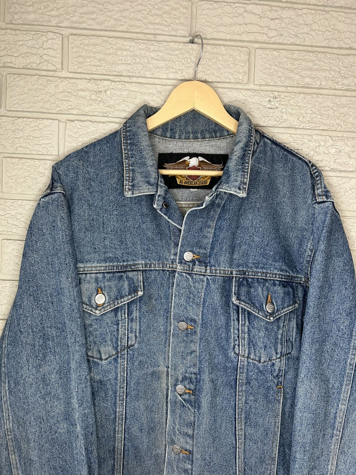 Harley Davidson Vintage 90s Harley Davidson Embossed Denim Jacket Size US XL / EU 56 / 4 - 6 Thumbnail