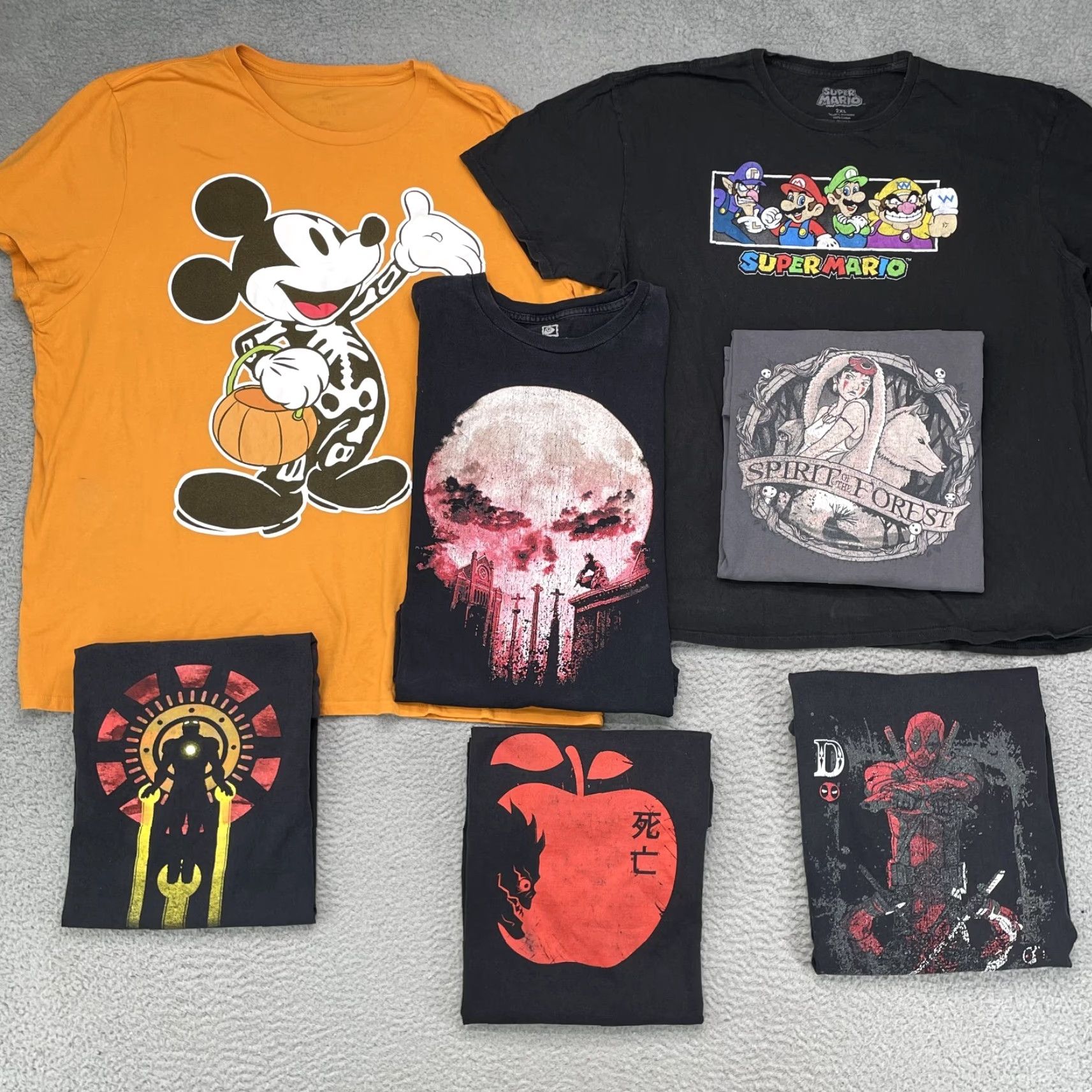 Disney Men's T-Shirt Disney Mickey Deadpool Anime Ghibli Mario Lot (7) XXL Mix Brand Size US XXL / EU 58 / 5 - 4 Thumbnail