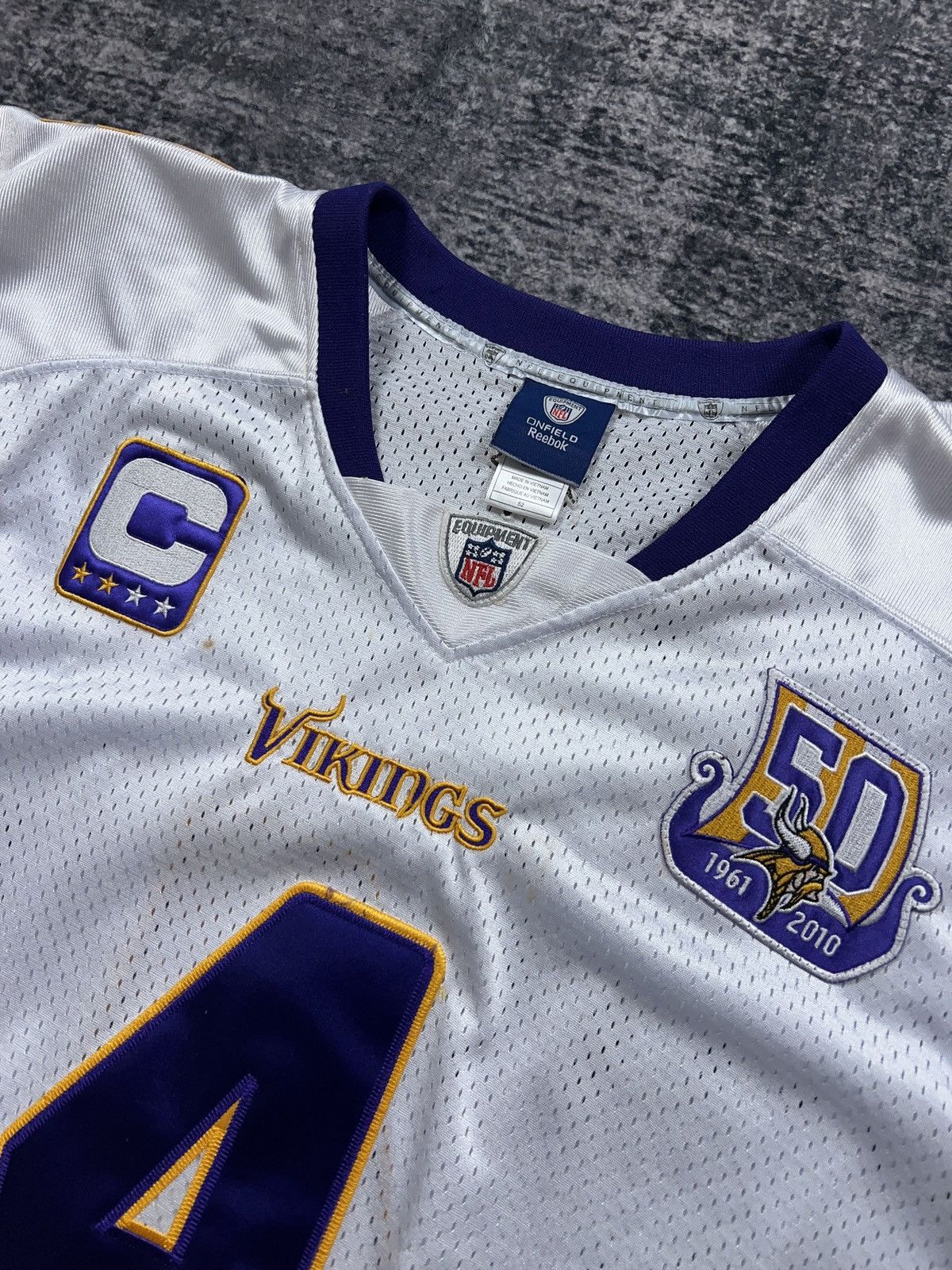 NFL × Reebok × Vintage Y2K Brett Favre Minnesota Vikings Captain 50 Years Jersey Size US XL / EU 56 / 4 - 8 Thumbnail