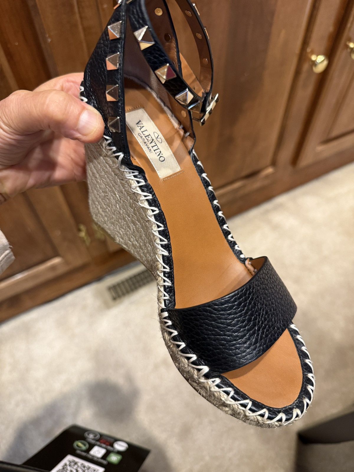 Valentino Valentino Garavani Rockstud Wedge Sandals Black Size US 6 / IT 36 - 5 Thumbnail