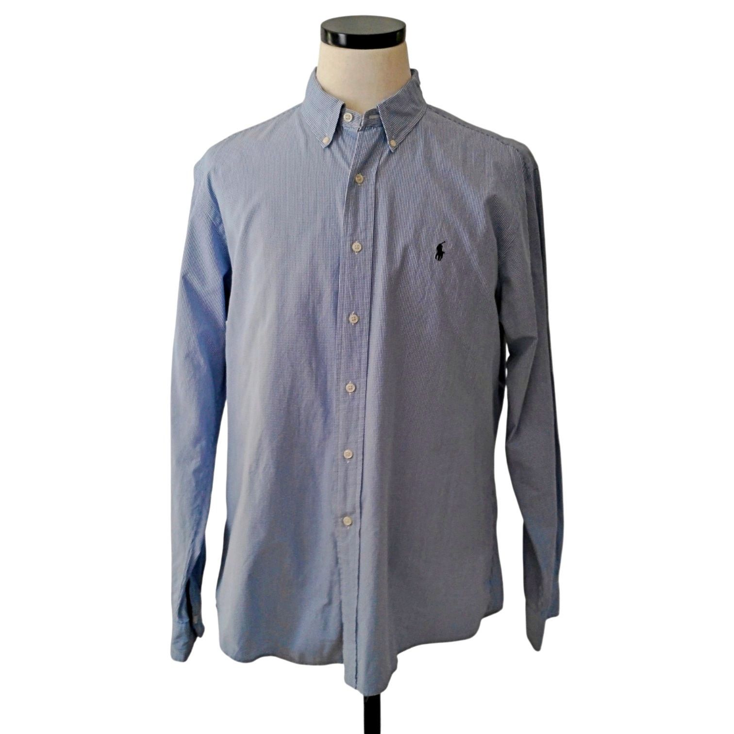 Ralph Lauren Ralph Lauren Custom Fit Blue Micro Checked Button Down Shirt Size US XL / EU 56 / 4 - 3 Thumbnail