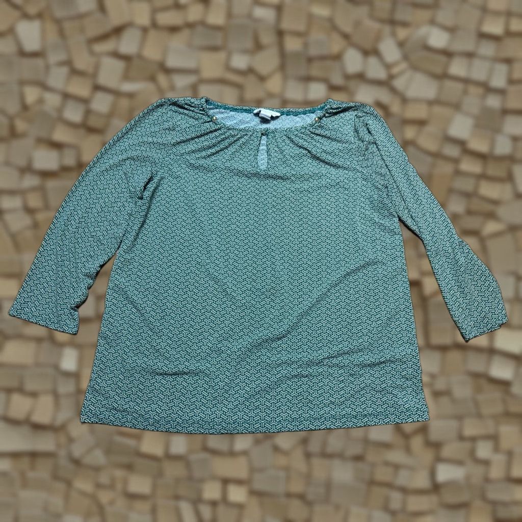 Liz Claiborne Liz Claiborne Blouse Shirt Women's M Green Long Sleeve Key Hole Size M / US 6-8 / IT 42-44 - 1 Thumbnail