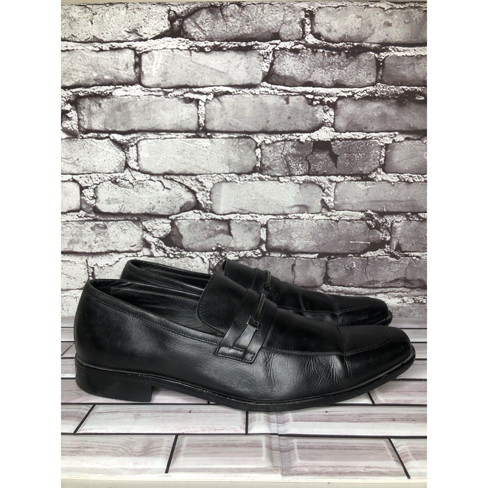 Hugo Boss HUGO BOSS Vero Cuoio Black Leather Horsebit Loafer Dress Sho Size US 11.5 / EU 44-45 - 12 Thumbnail
